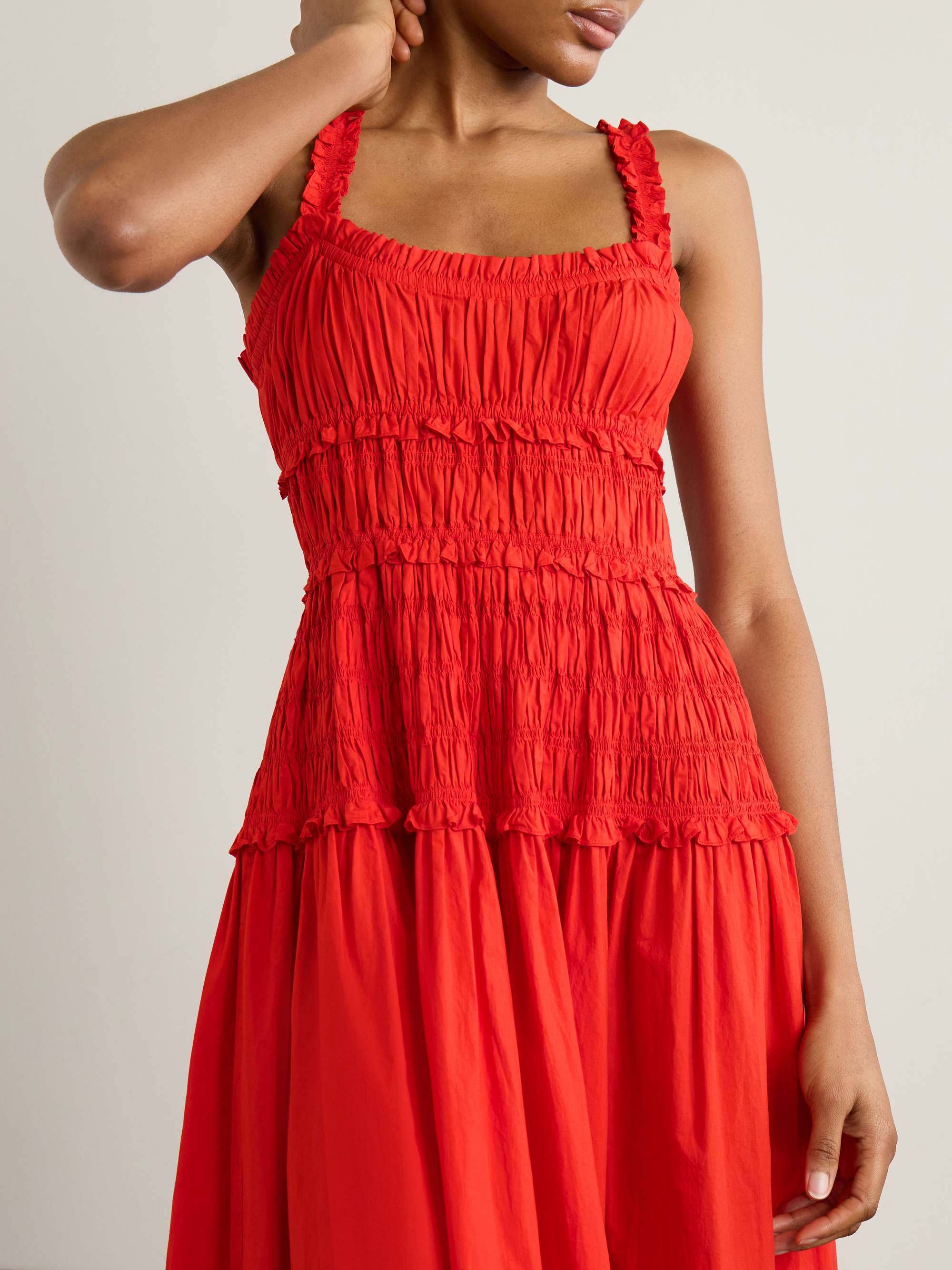Marianne shirred cotton-poplin midi dress view
