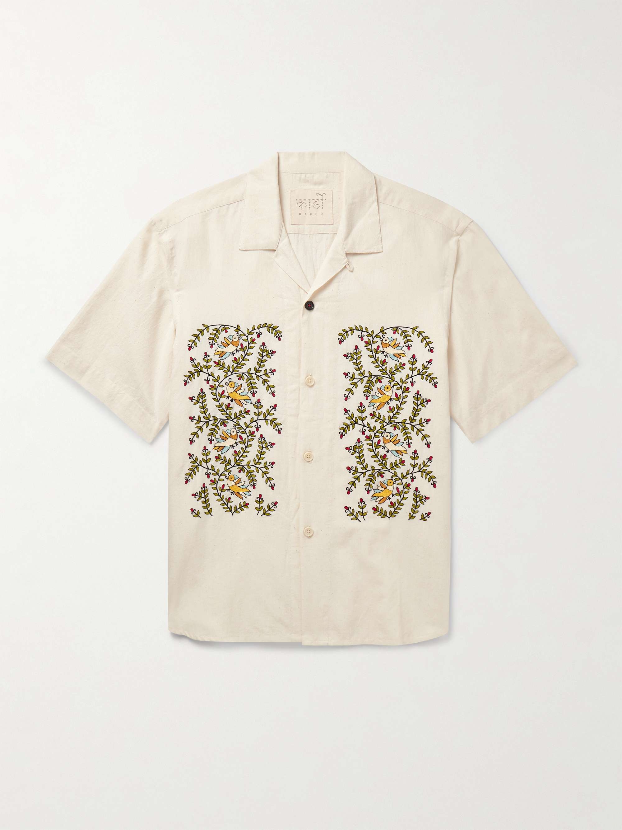 Ronen Convertible-Collar Embroidered Cotton Shirt hero visual