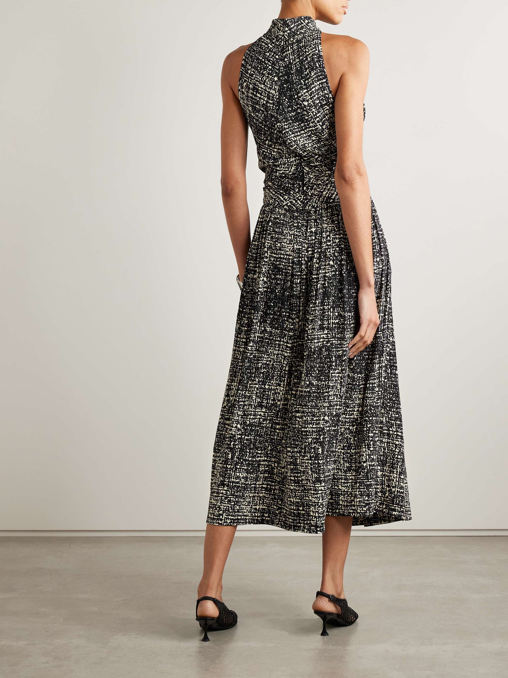 Lola twist-front pleated printed crepe maxi dress view