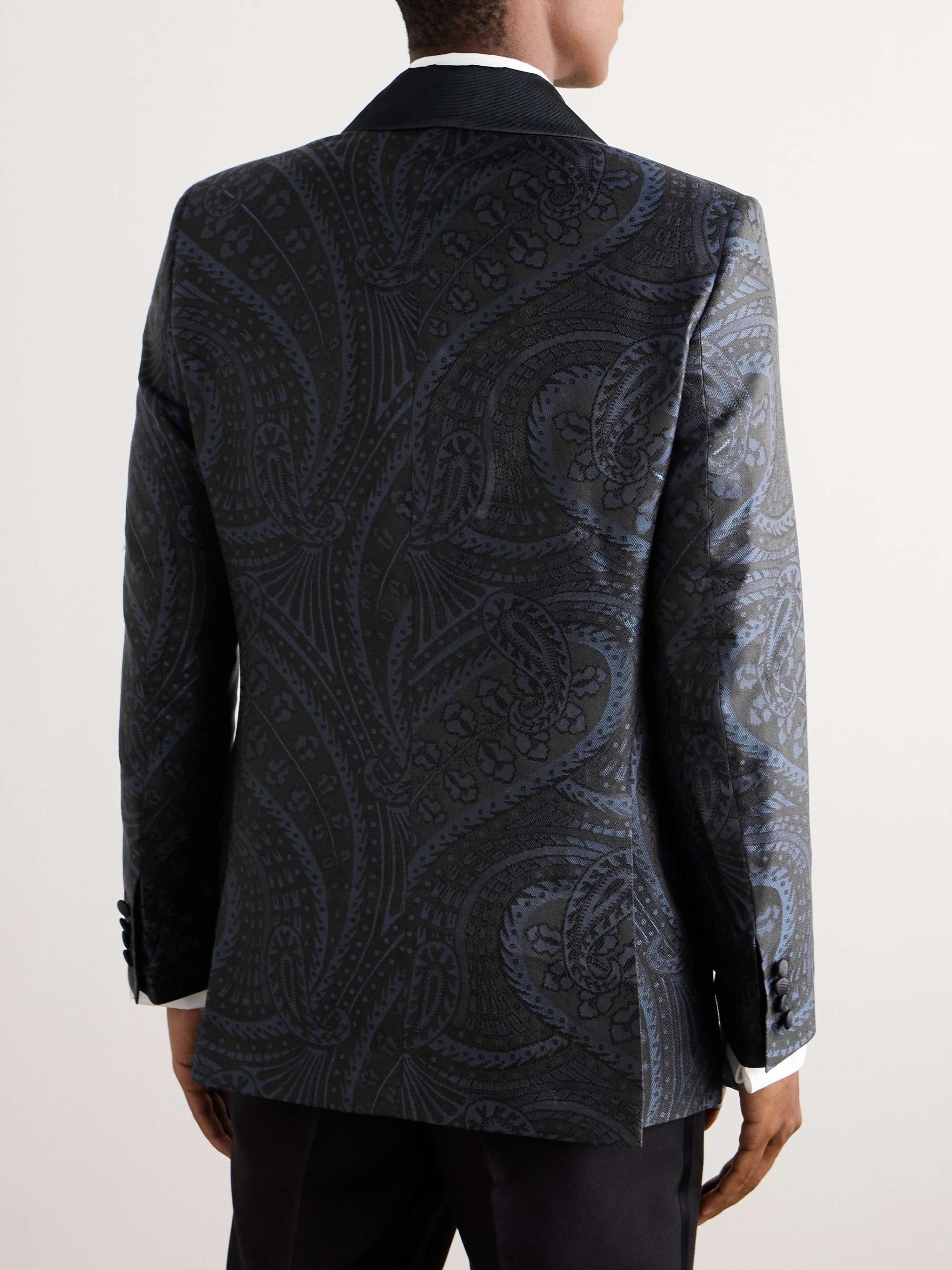 Twill-Trimmed Paisley-Jacquard Cotton and Silk-Blend Tuxedo Jacket view