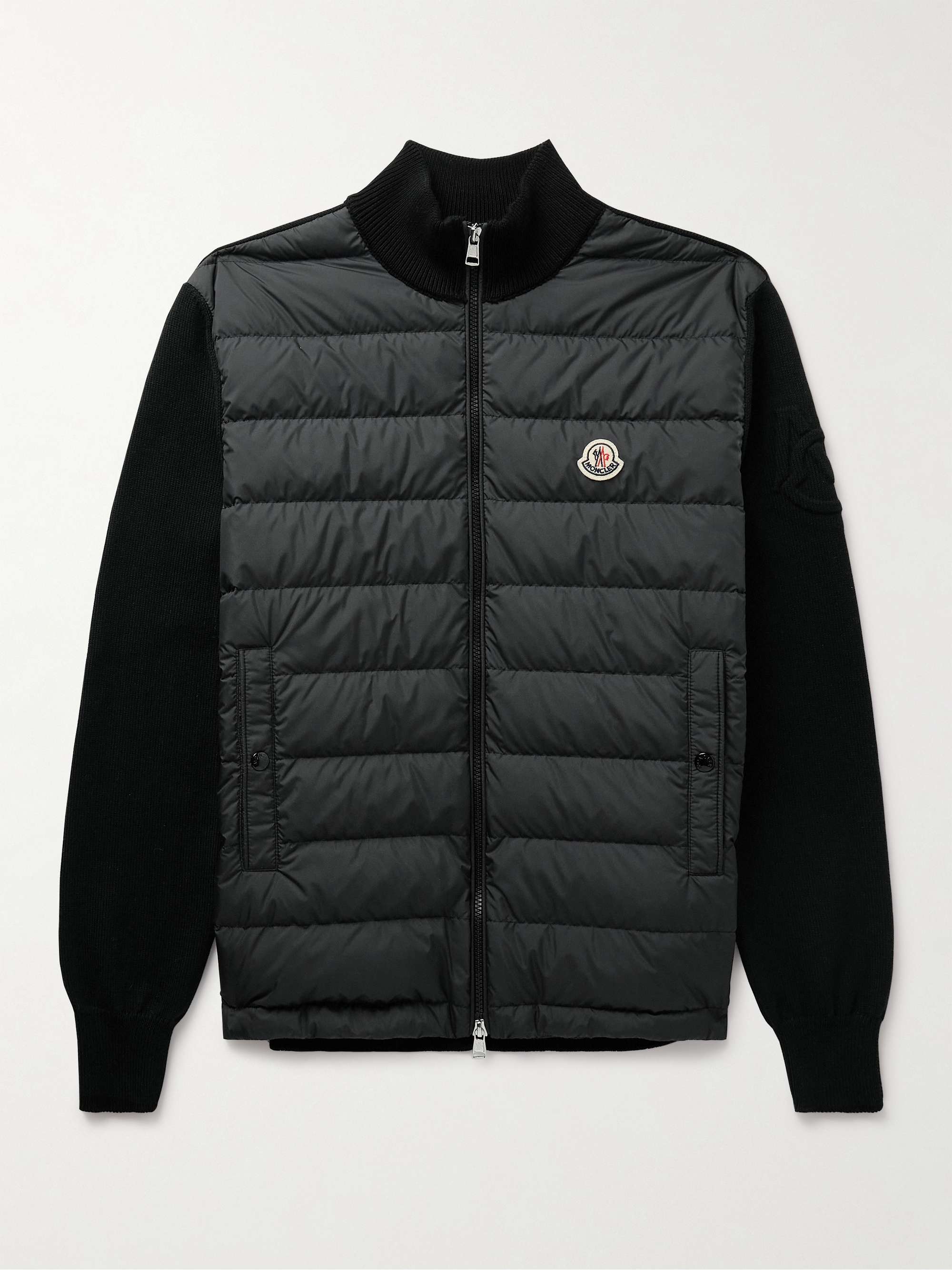 Panelled Cotton and Quilted Shell Down Zip-Up Cardigan hero visual