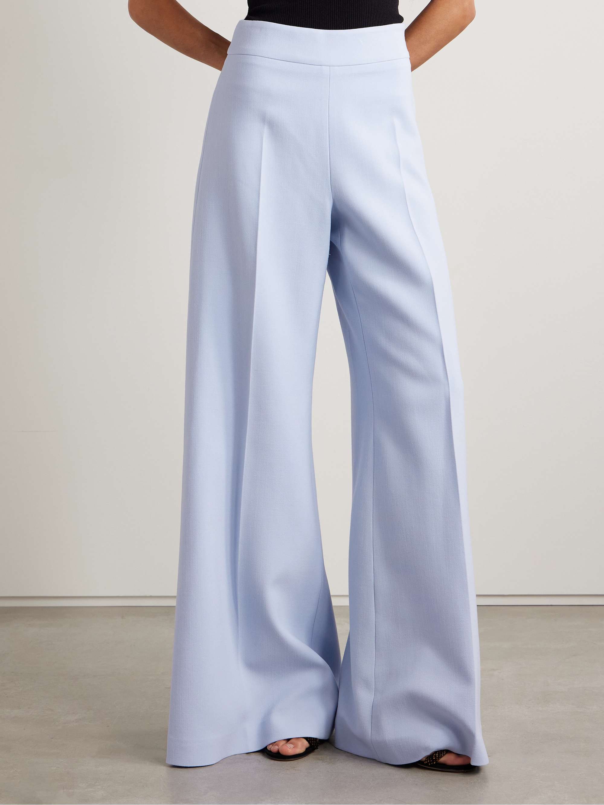 Wool-blend crepe wide-leg pants view