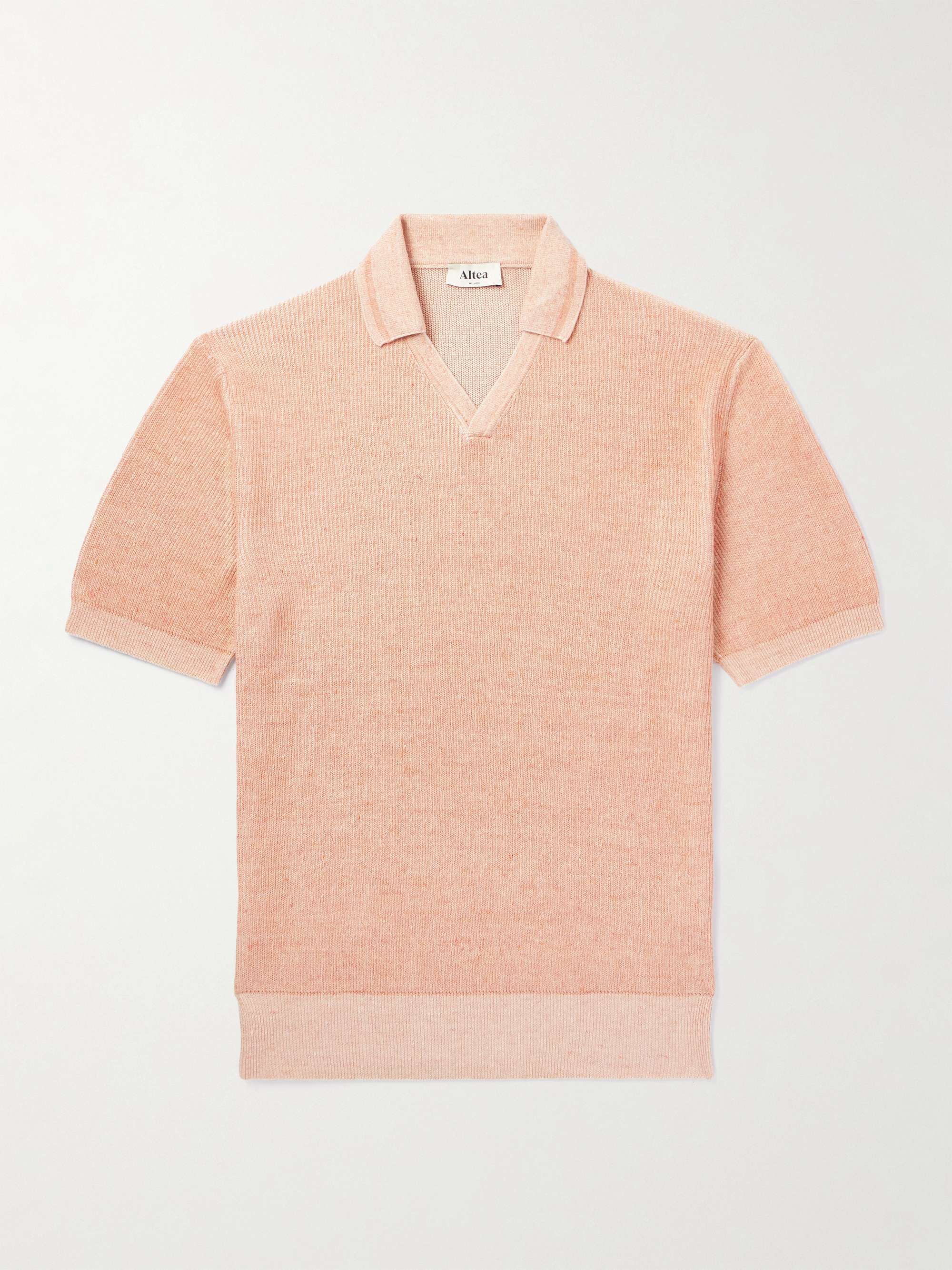 Slim-Fit Ribbed Linen and Cotton-Blend Polo Shirt hero visual