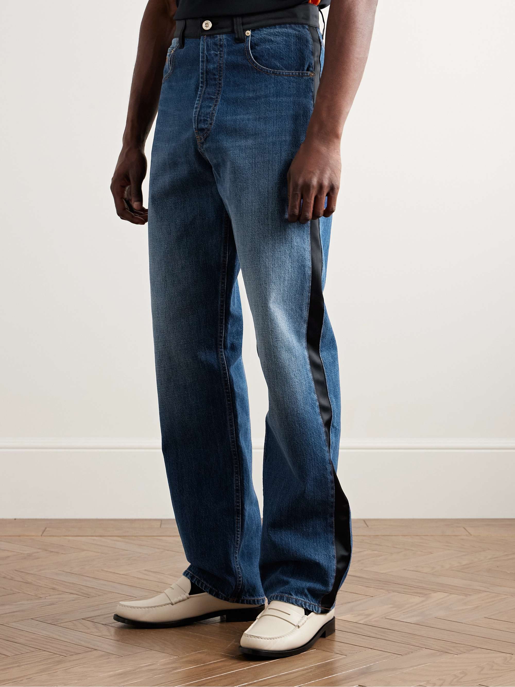 Echo Straight-Leg Satin-Trimmed Jeans view