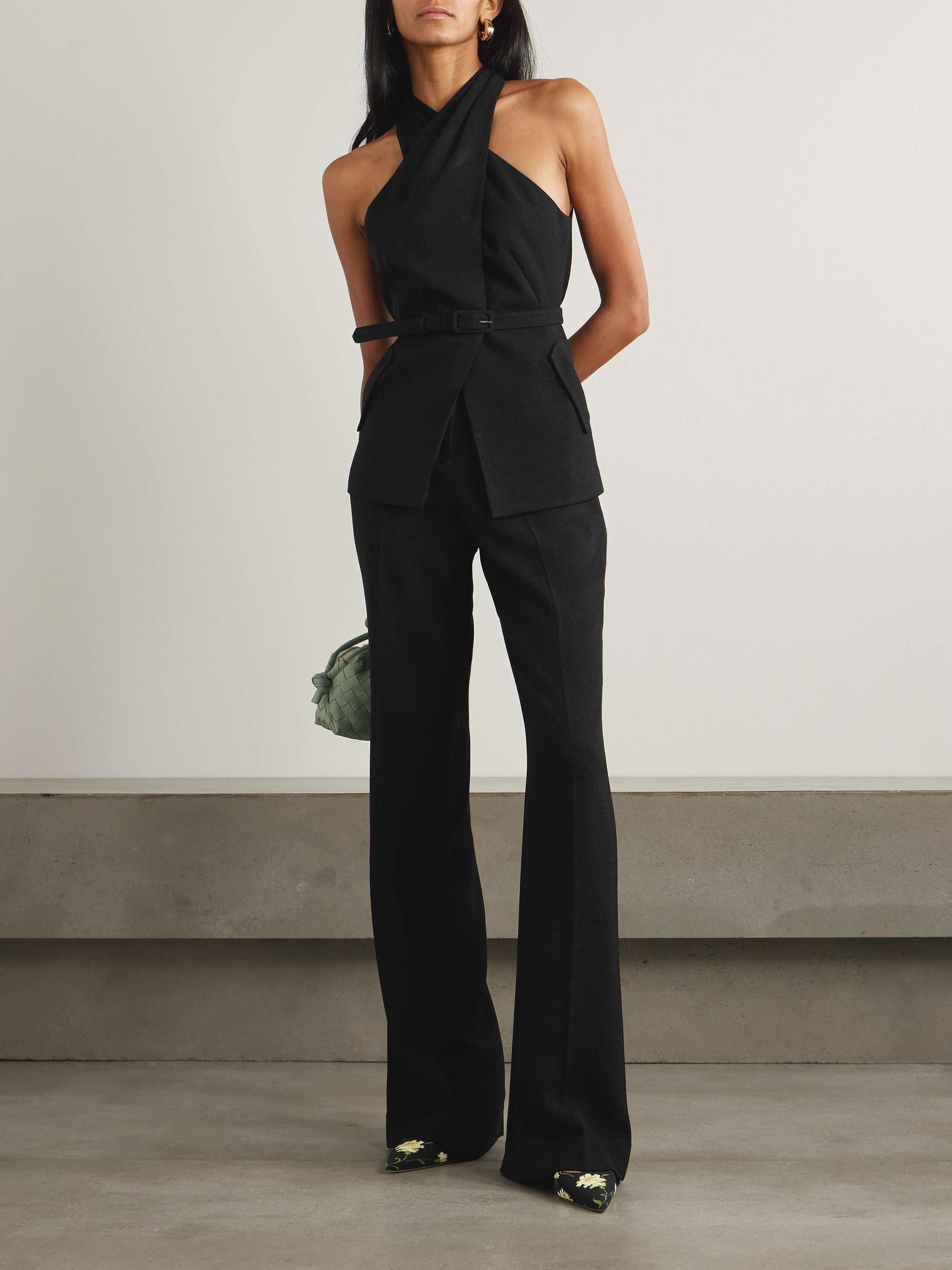 Tolu belted draped bouclé halterneck vest view