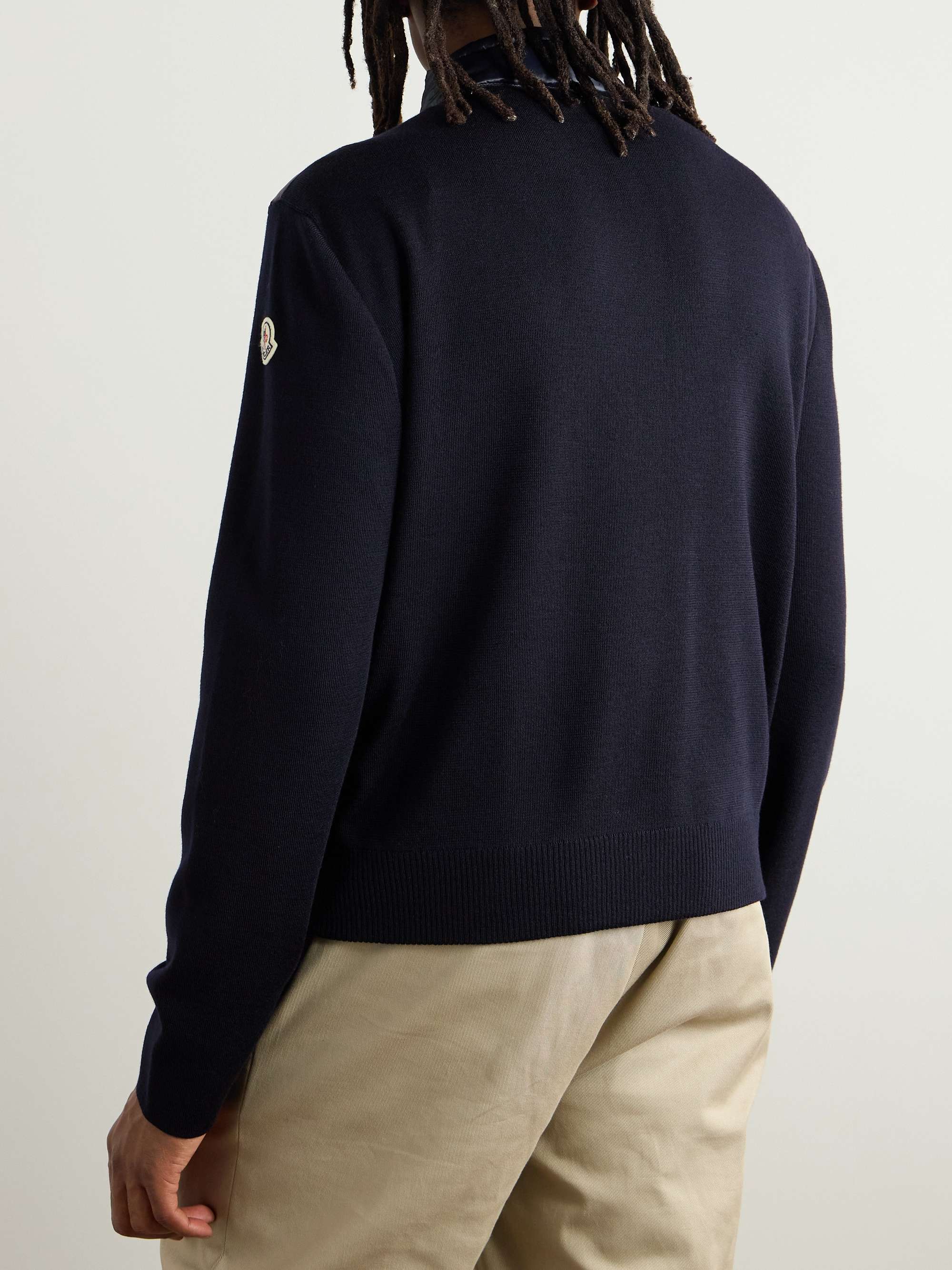 Slim-Fit Logo-Appliquéd Quilted Nylon-Panelled Wool Down Cardigan view