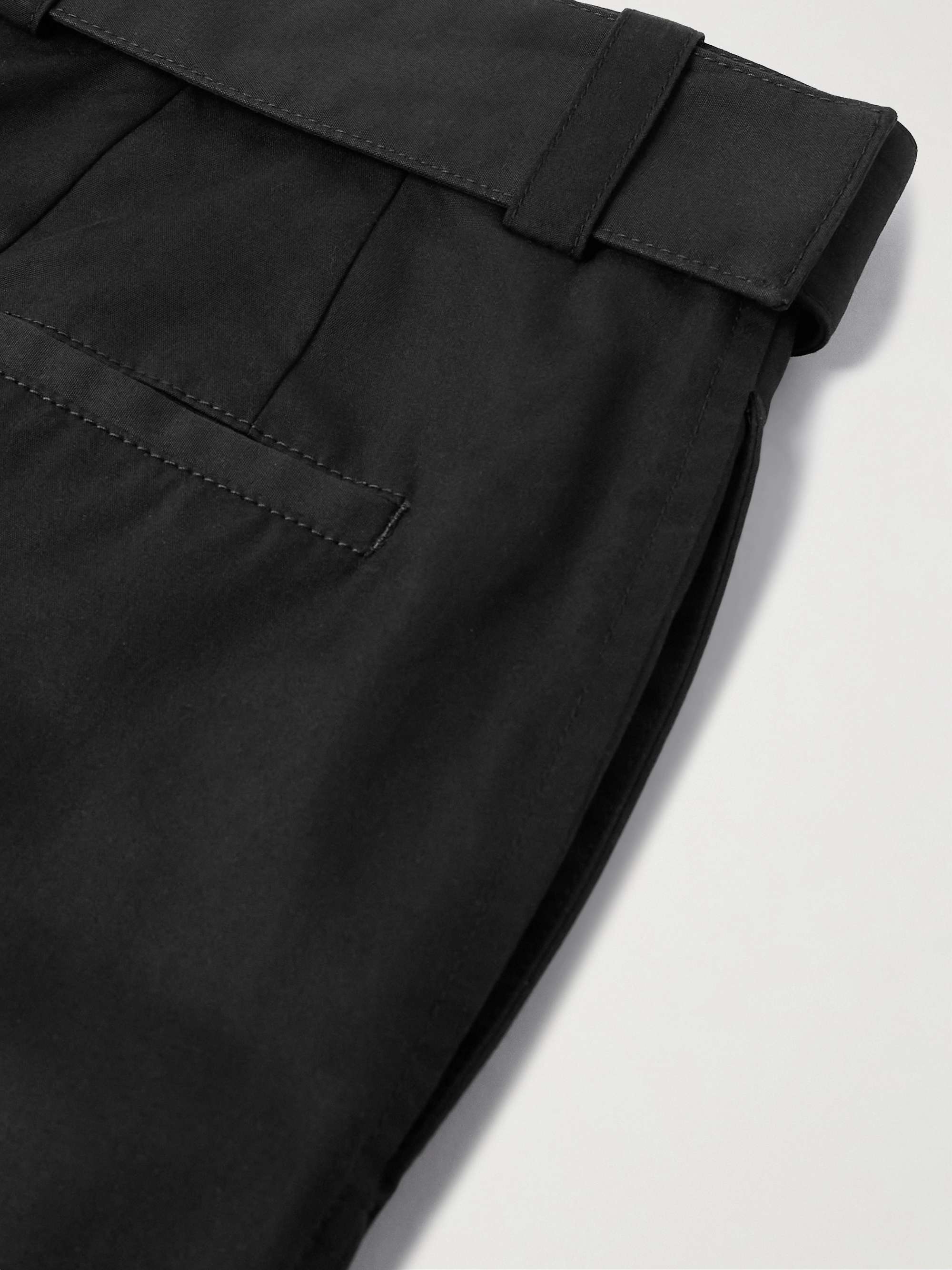 Cropped Straight-Leg Belted Cotton and Silk-Blend Poplin Trousers view