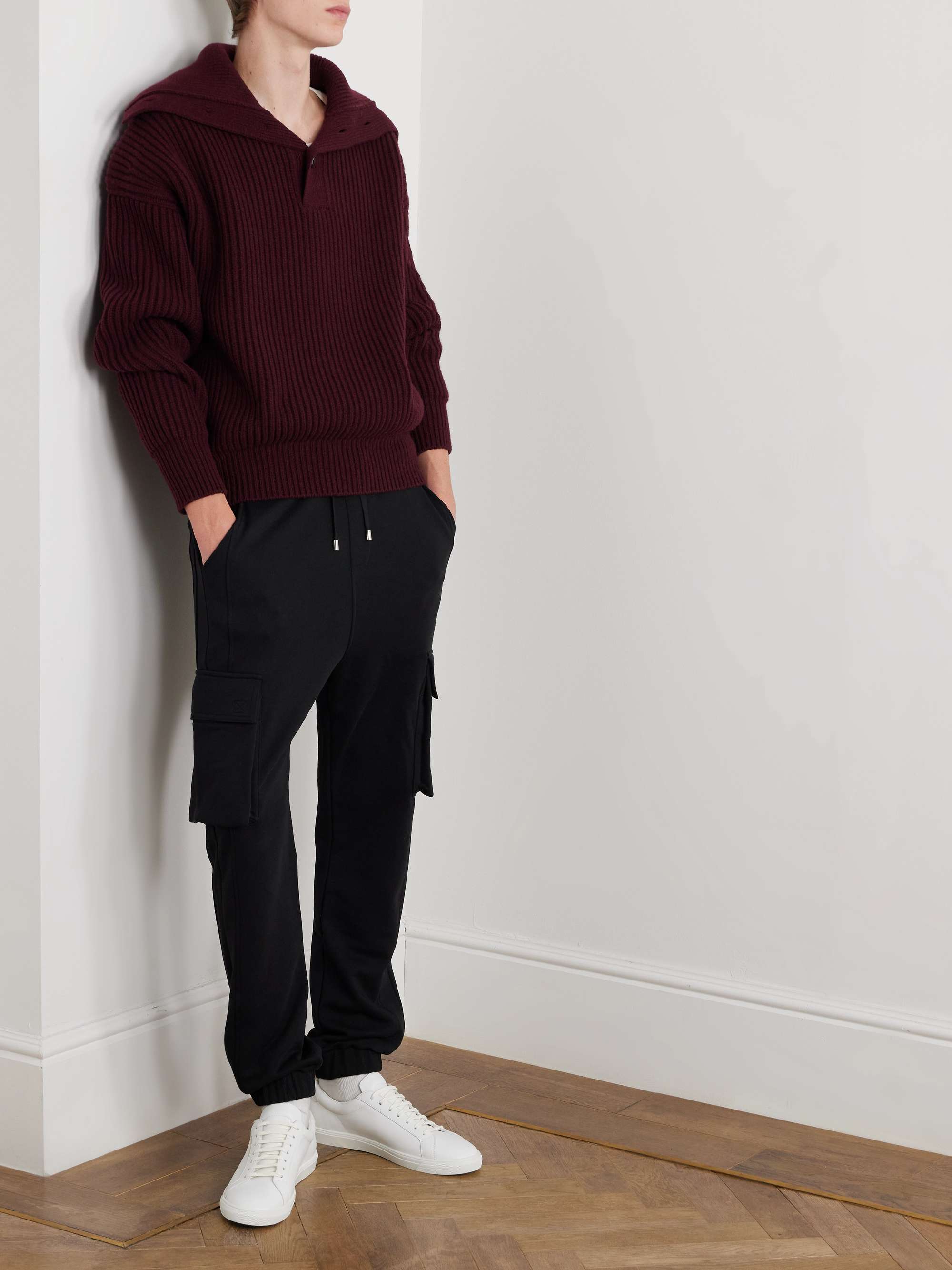 Tapered Cotton-Jersey Cargo Sweatpants view