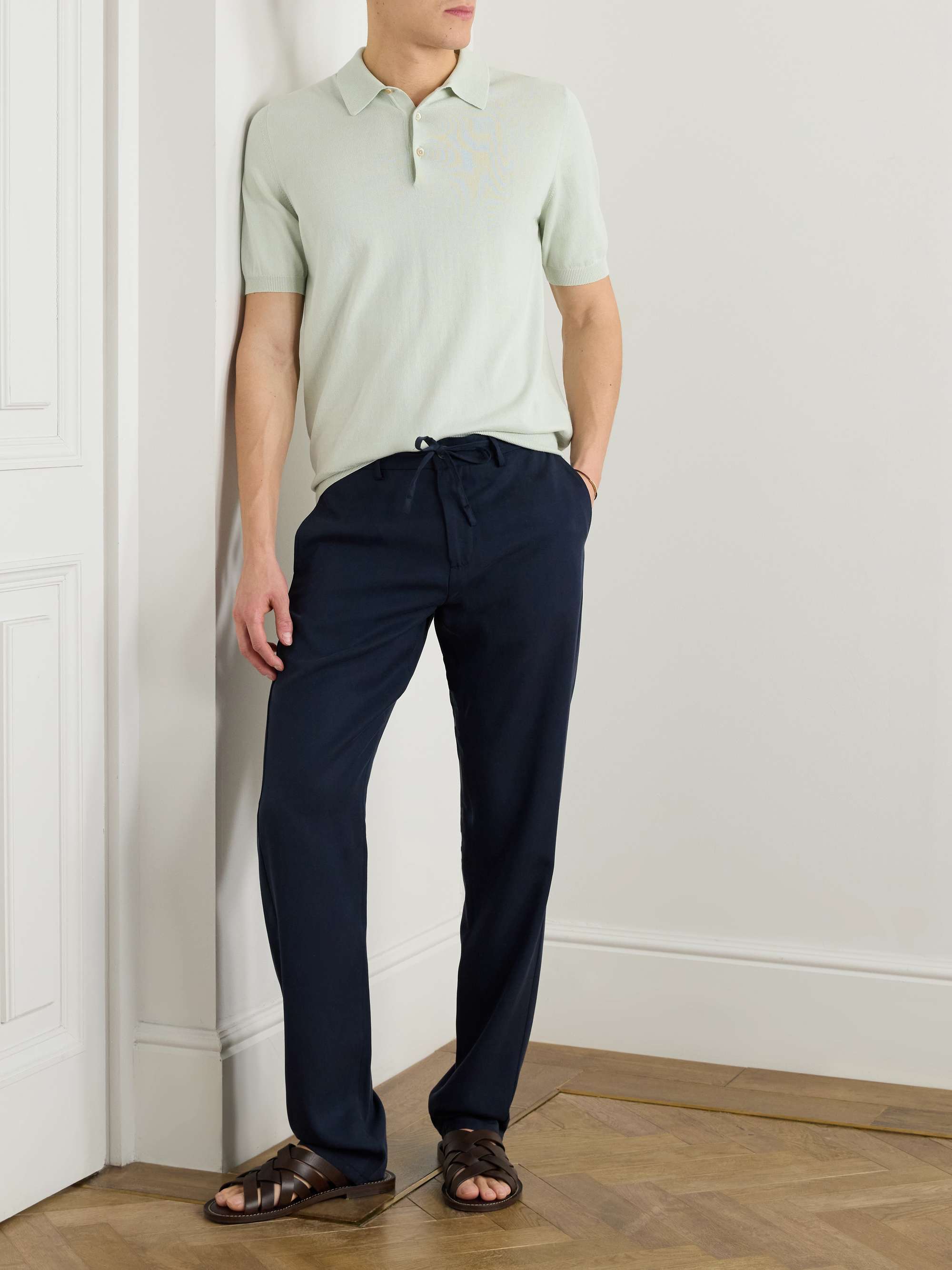 Straight-Leg Lyocell Drawstring Trousers view