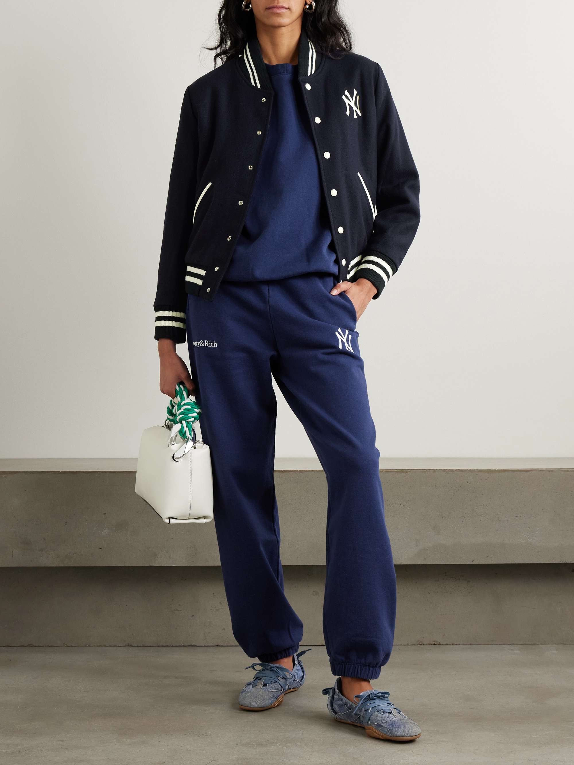+ '47 & The New York Yankees embroidered striped wool-blend varsity jacket view