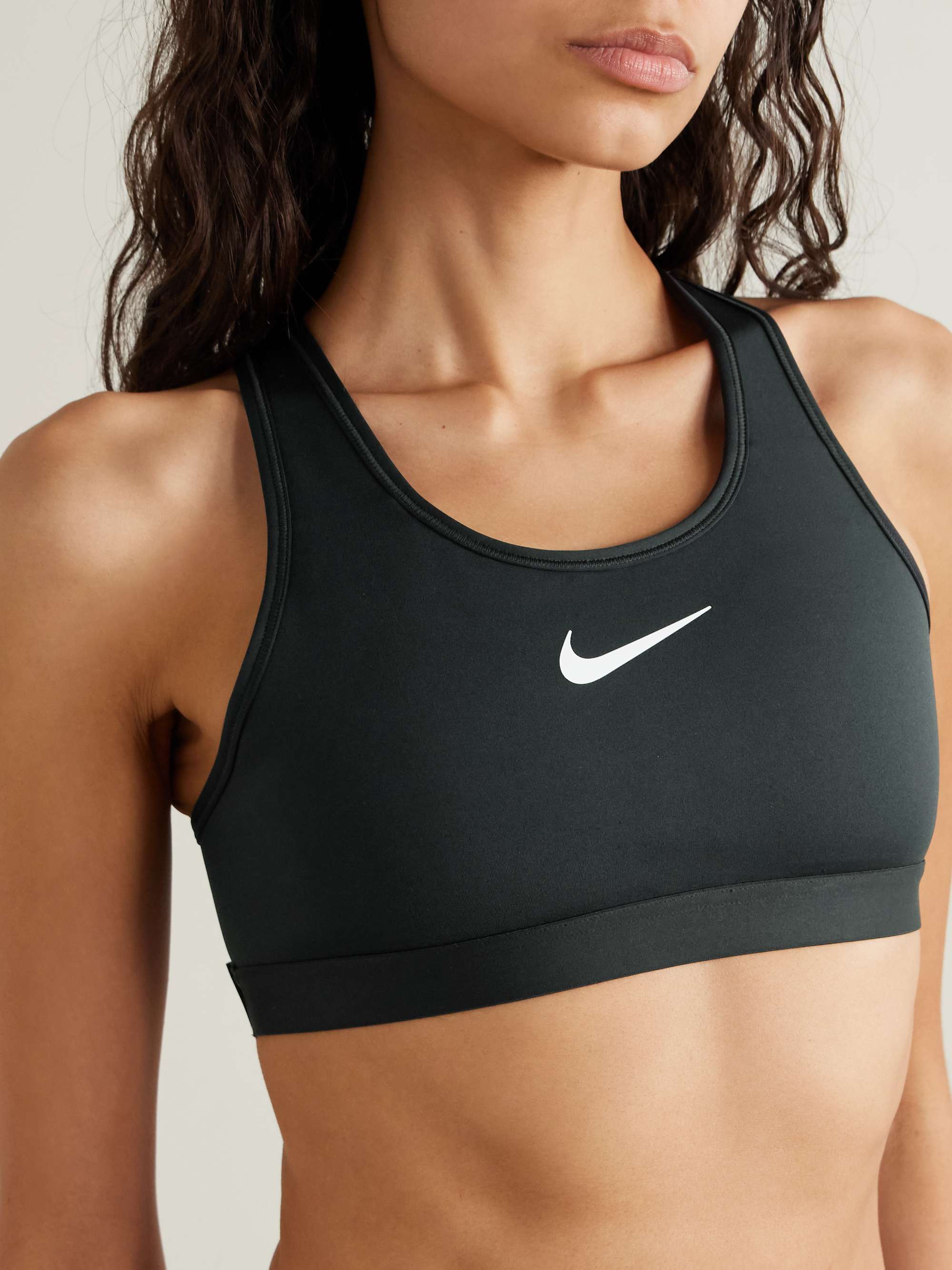 Swoosh mesh-trimmed stretch sports bra view