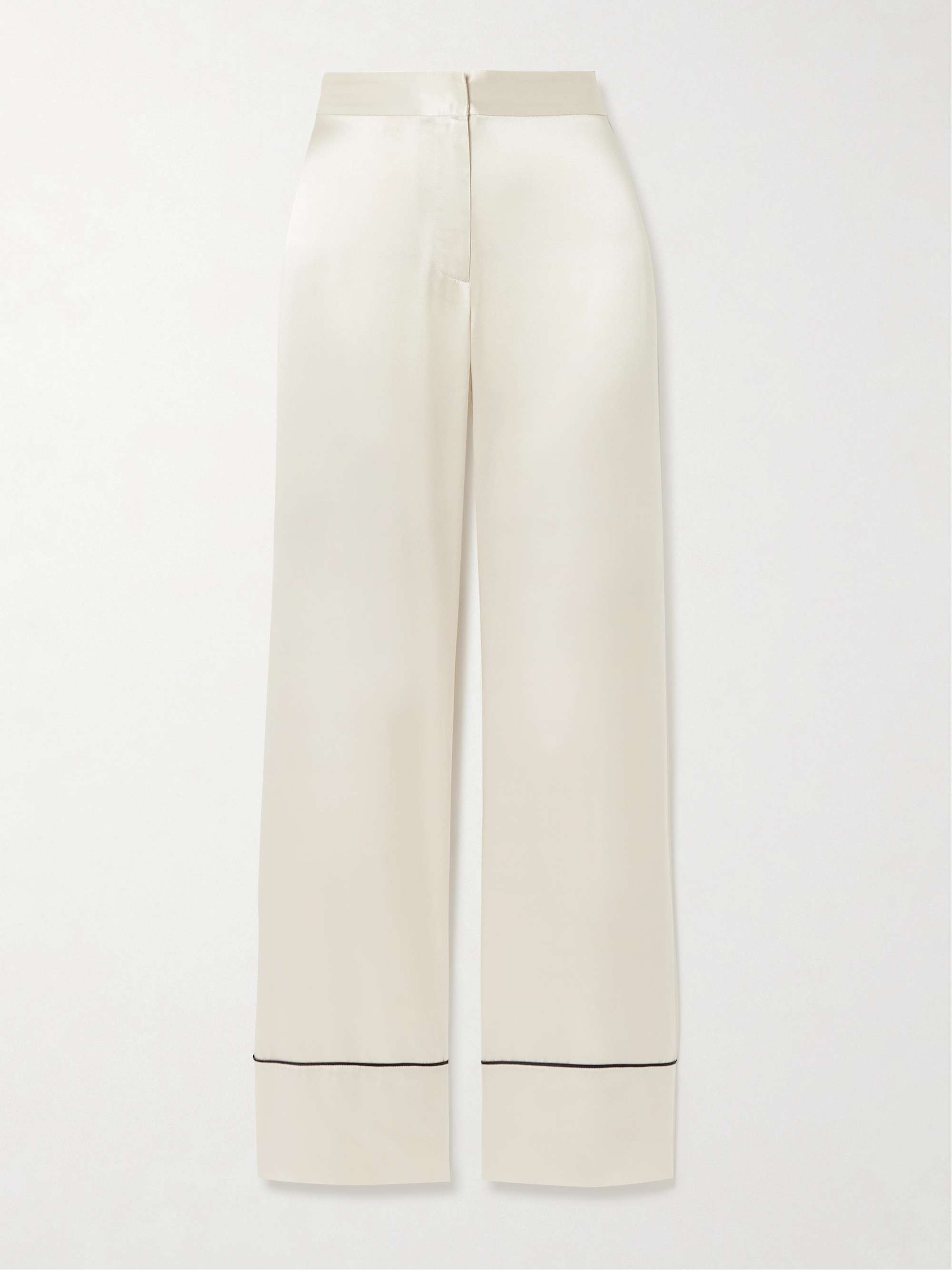 Piped silk-charmeuse wide-leg pants hero visual