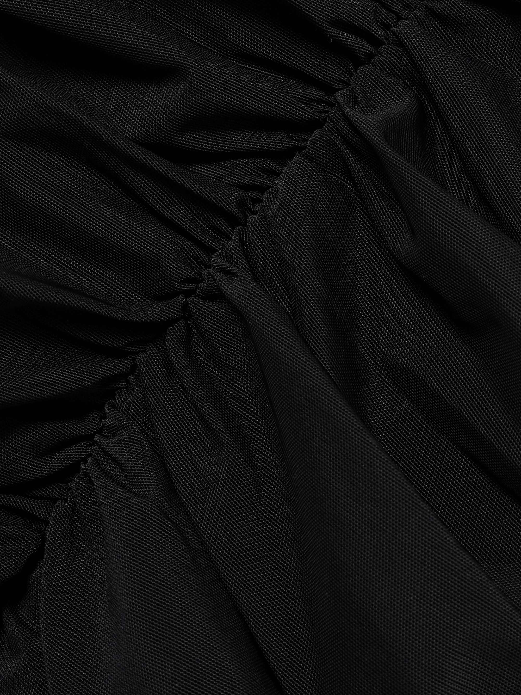One-shoulder ruched stretch-mesh gown view