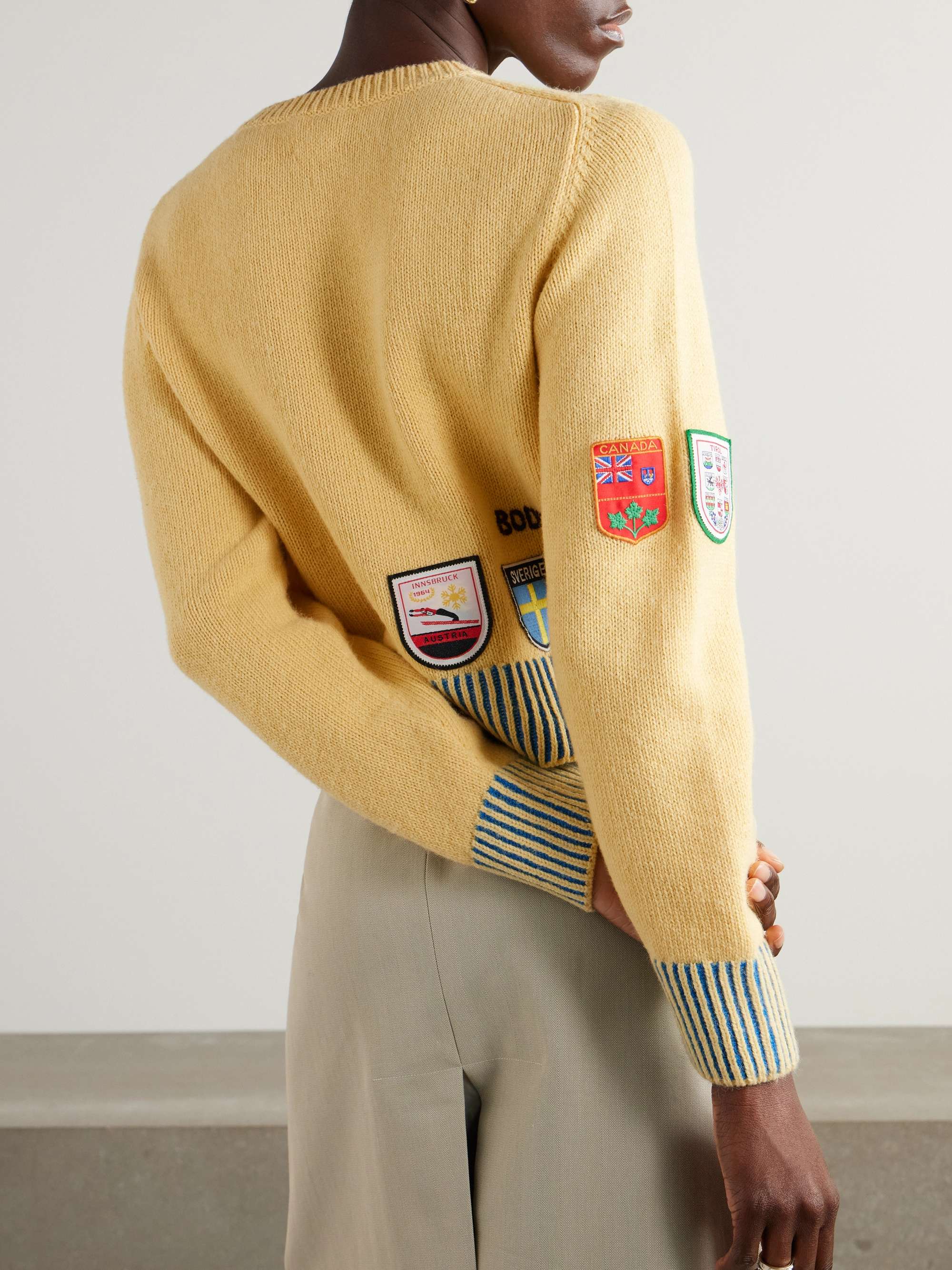 Cropped appliquéd intarsia alpaca and merino wool-blend sweater view
