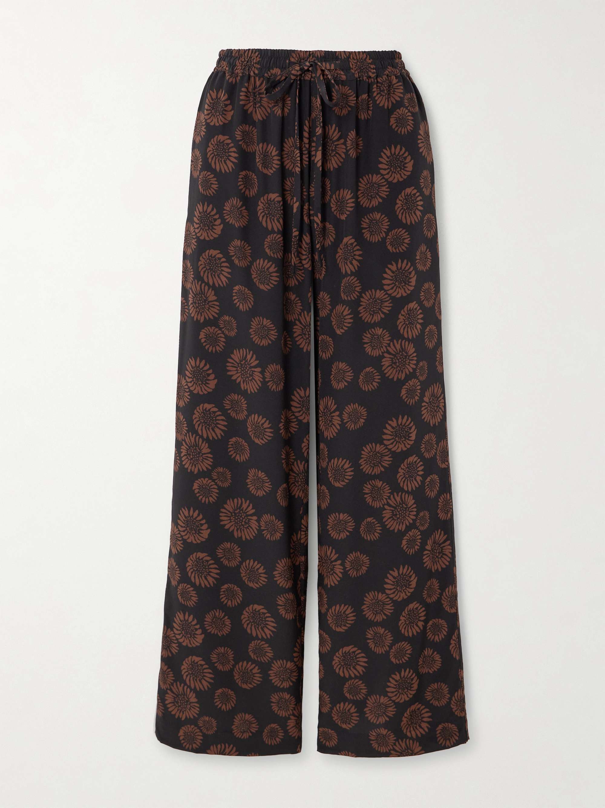 Floral-print silk crepe de chine wide-leg pants hero visual