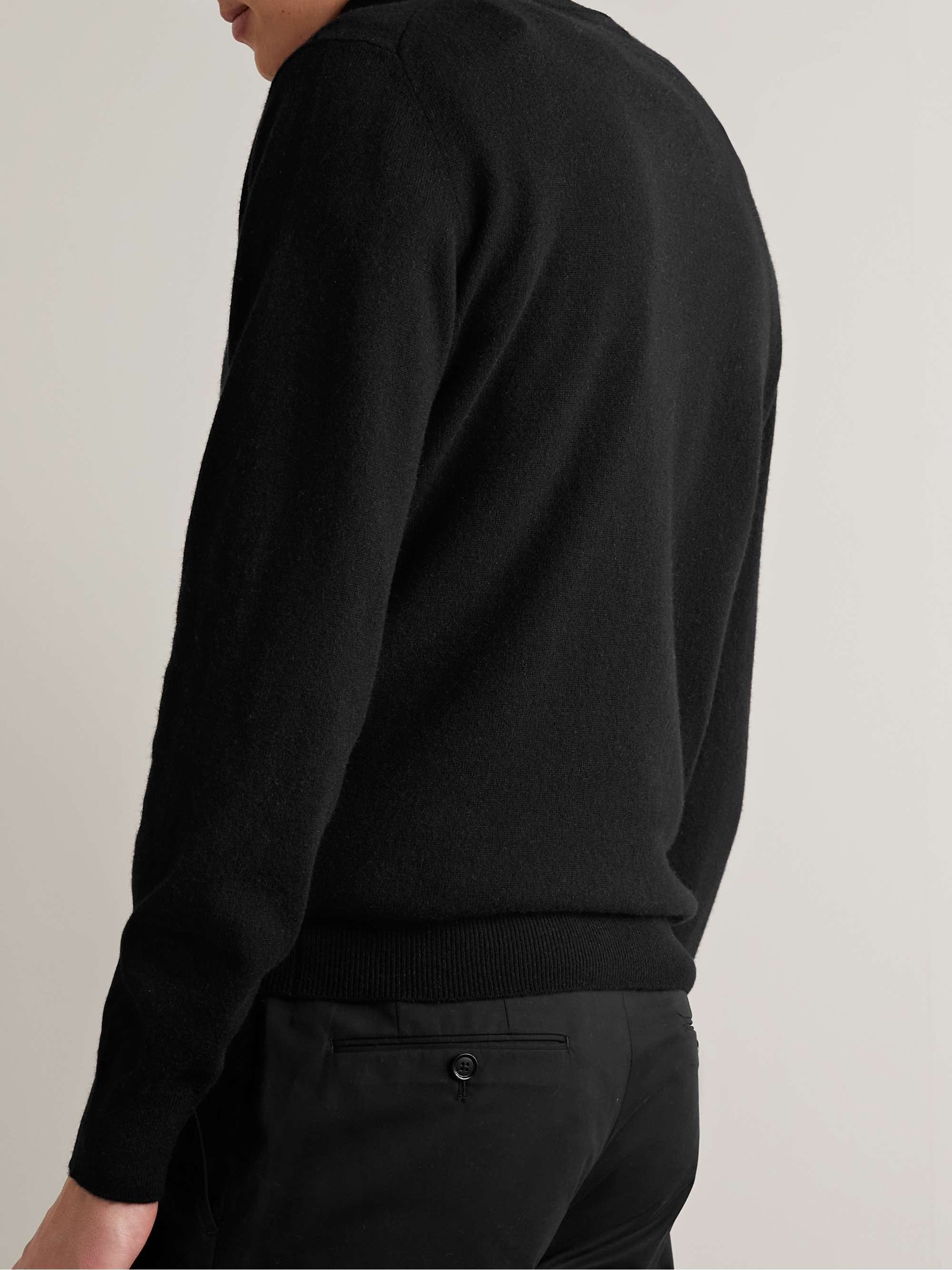 Oasi Nubuck-Trimmed Cashmere Half-Zip Sweater view