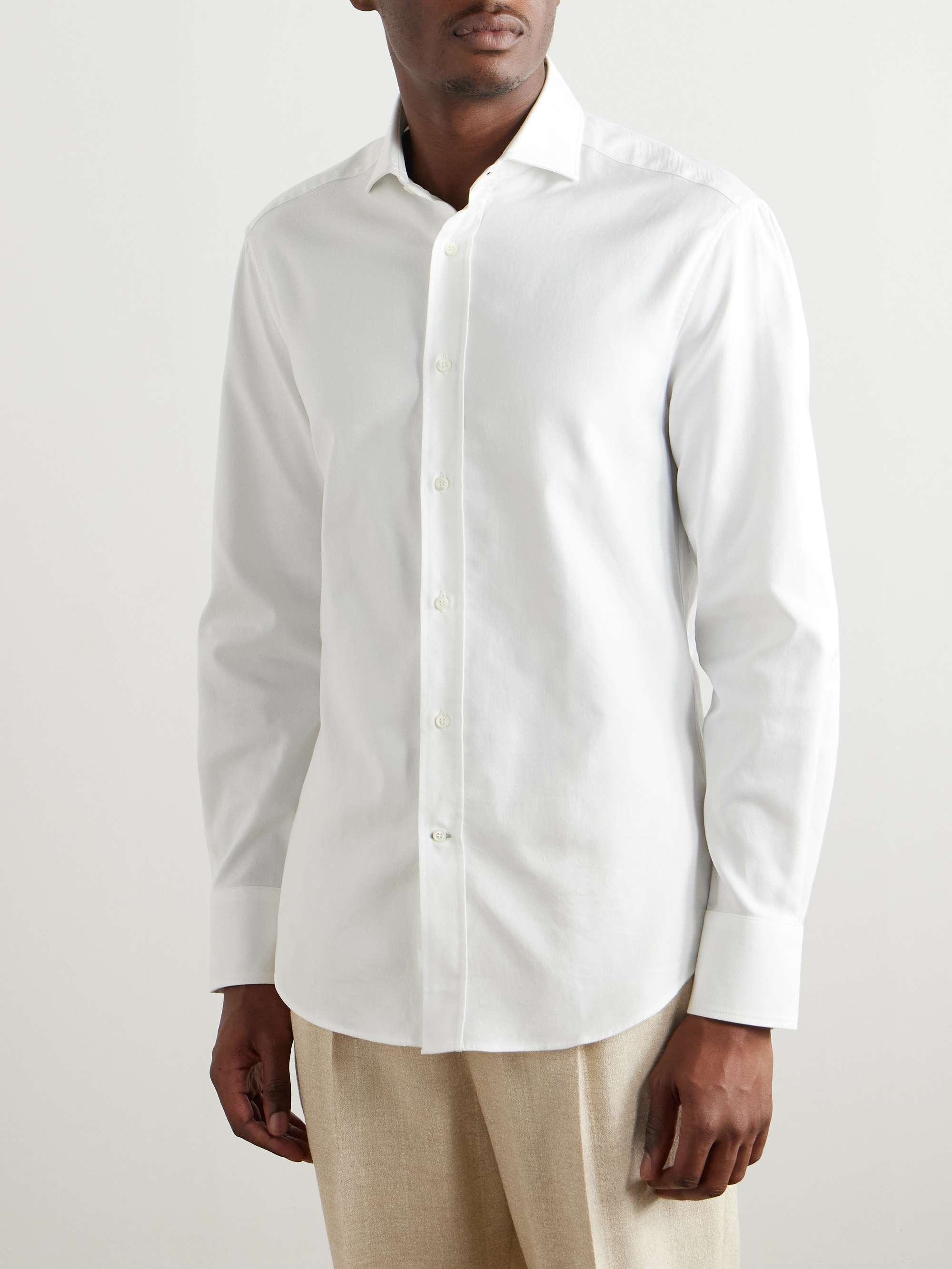 Cutaway-Collar Slim-Fit Cotton-Piqué Shirt view