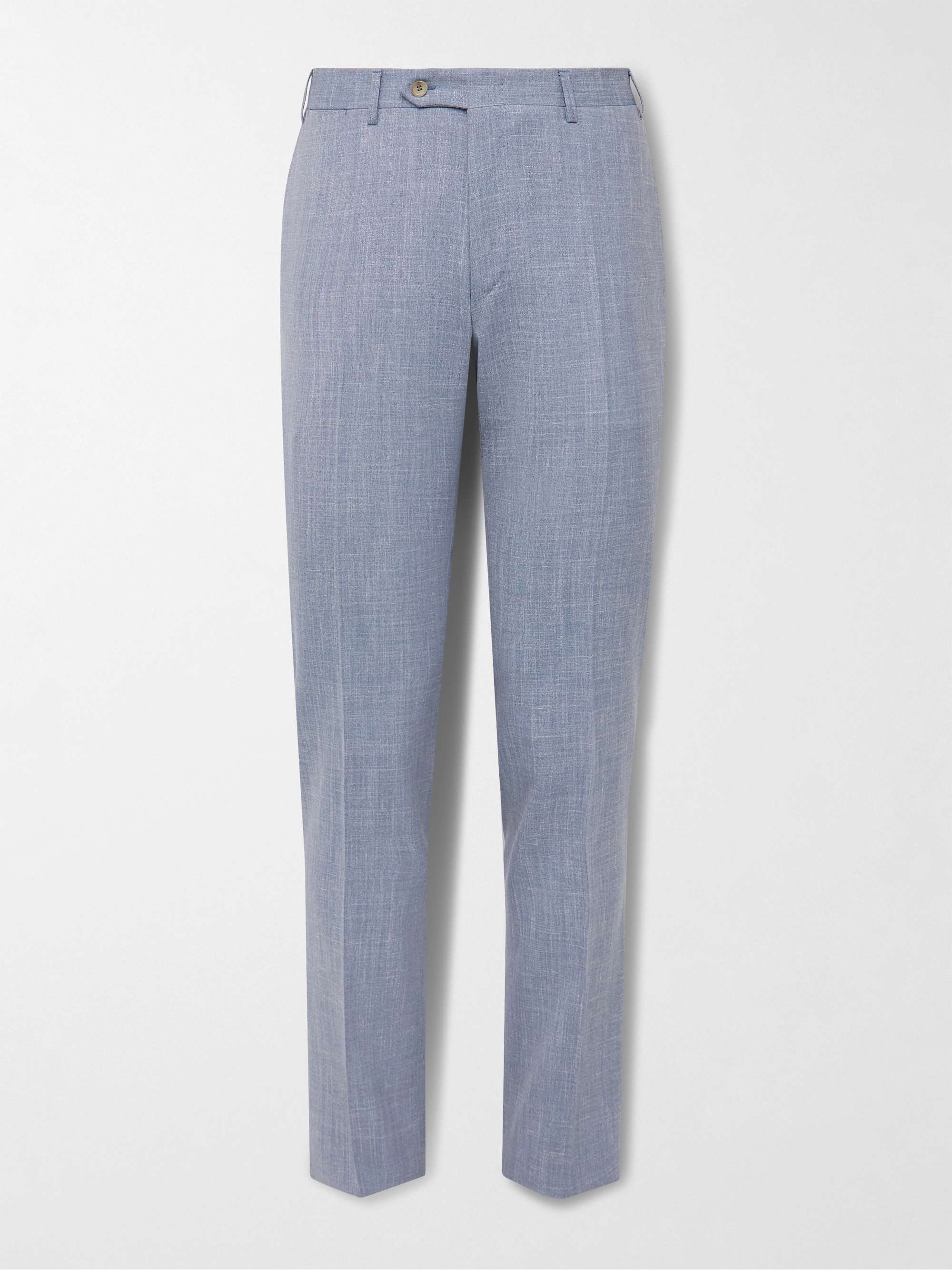 Kei Slim-Fit Straight-Leg Wool, Silk and Linen-Blend Suit Trousers hero visual