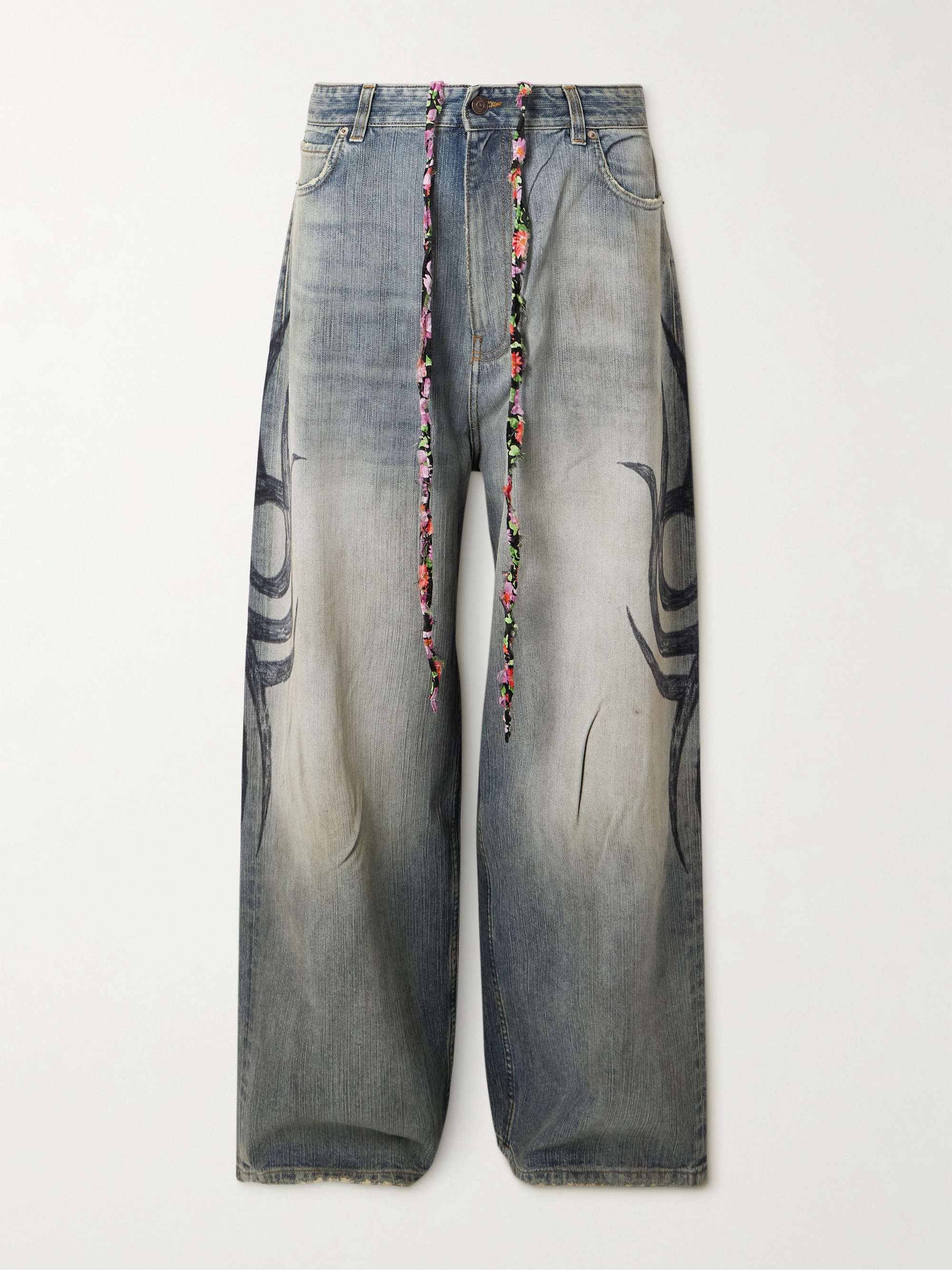 Y2K Wide-Leg Distressed Printed Jeans hero visual