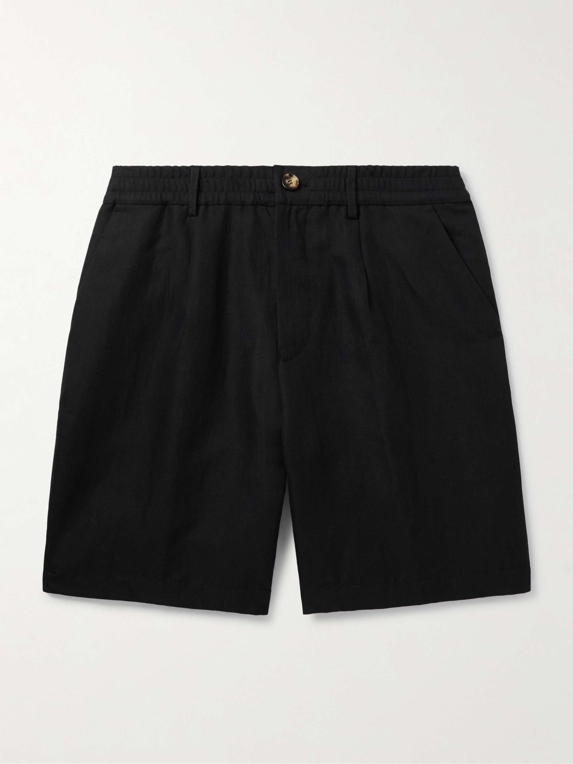 Straight-Leg Pleated Linen and Cotton-Blend Twill Bermuda Shorts hero visual