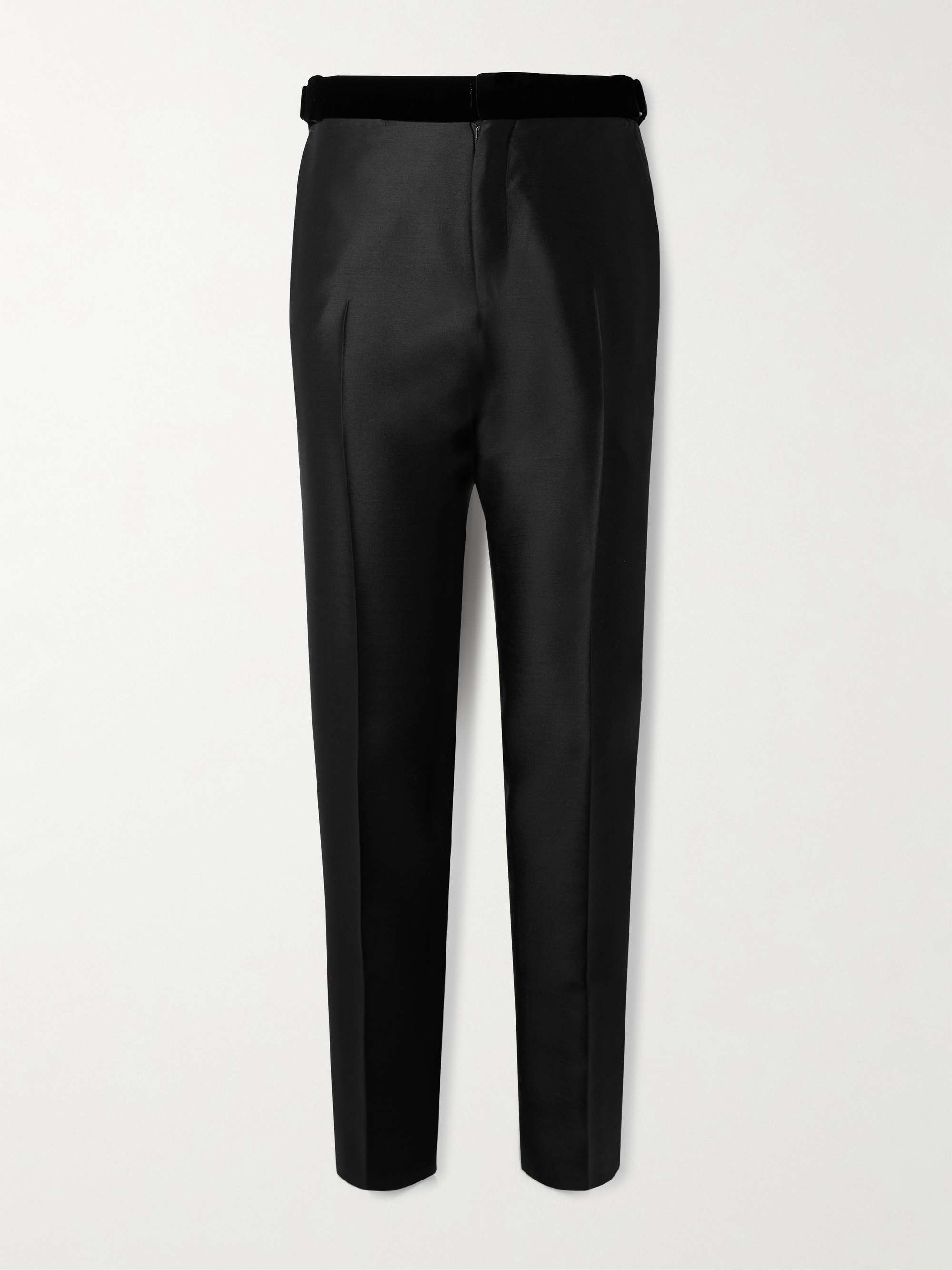 Straight-Leg Velvet-Trimmed Wool, Mohair and Silk-Blend Tuxedo Trousers hero visual