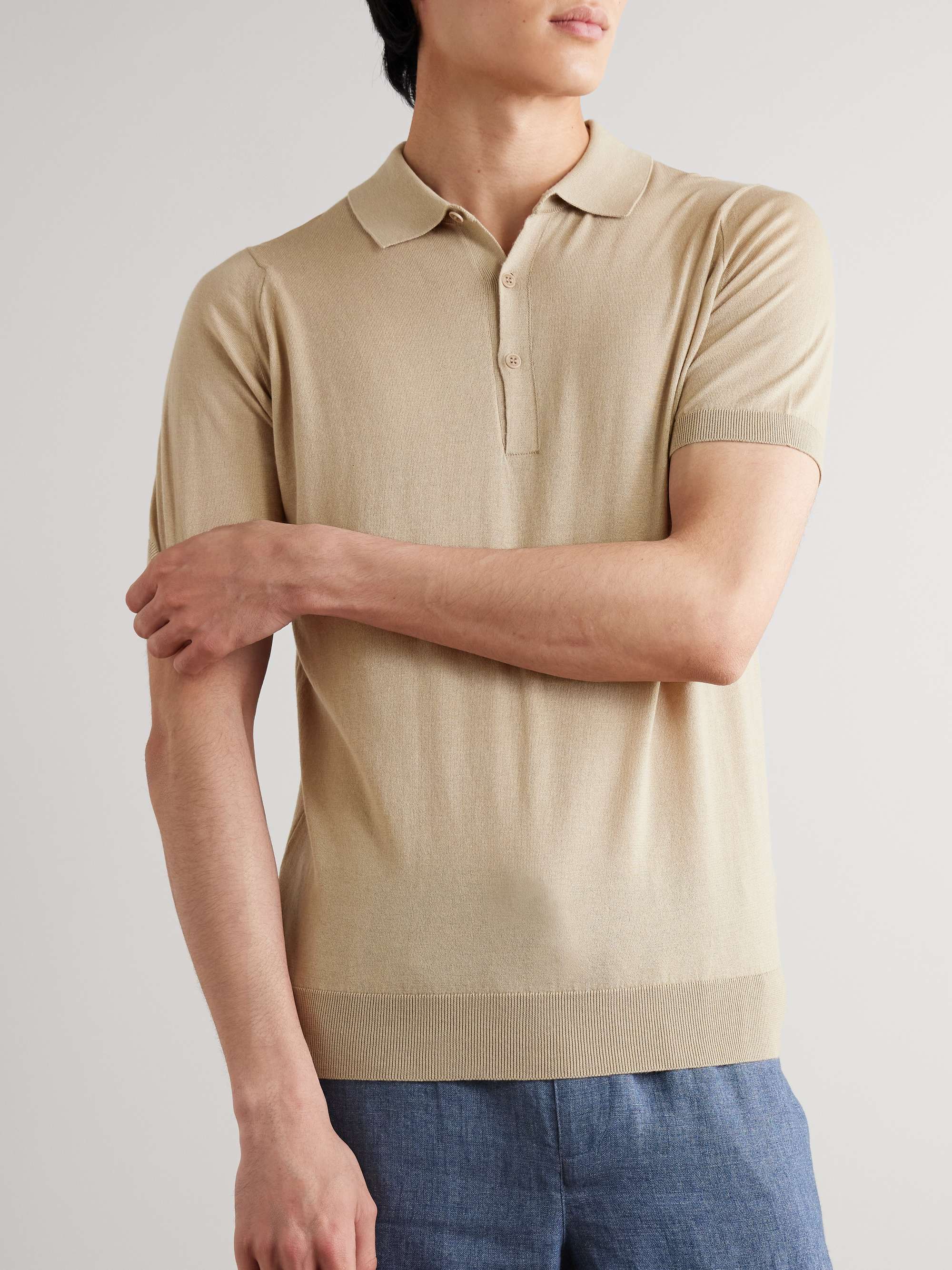 Elias Sea Island Cotton and Cashmere-Blend Polo Shirt view