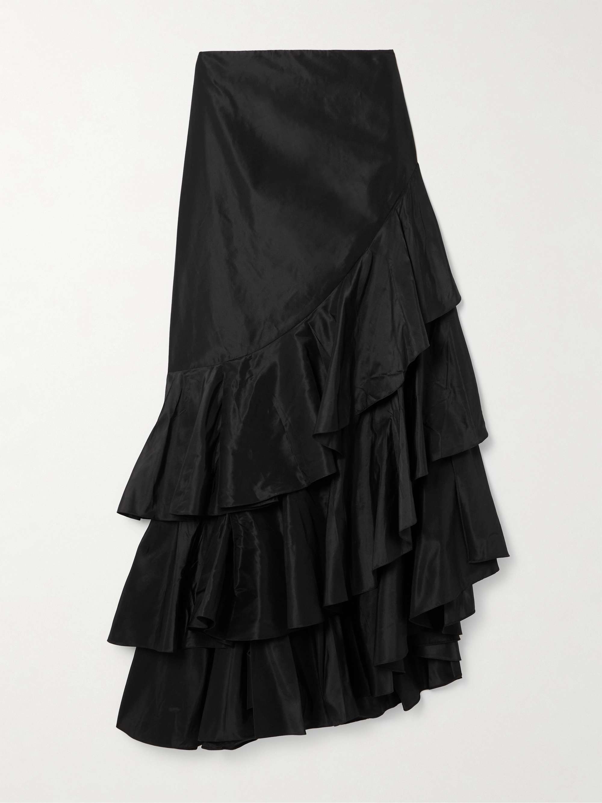Spirit of Exploration asymmetric ruffled silk maxi skirt hero visual