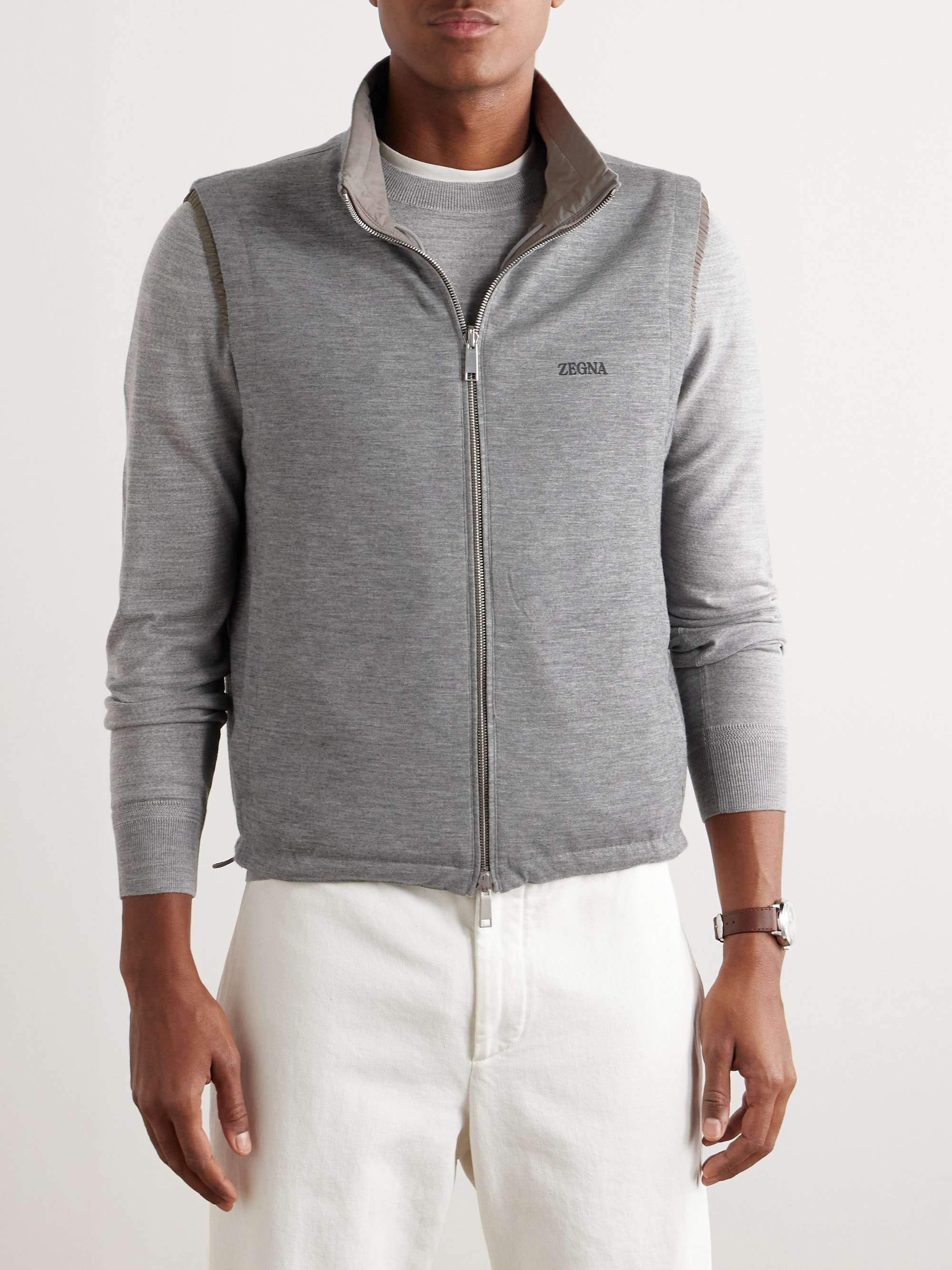 Reversible Shell and Cashmere, Cotton and Silk-Blend Gilet view