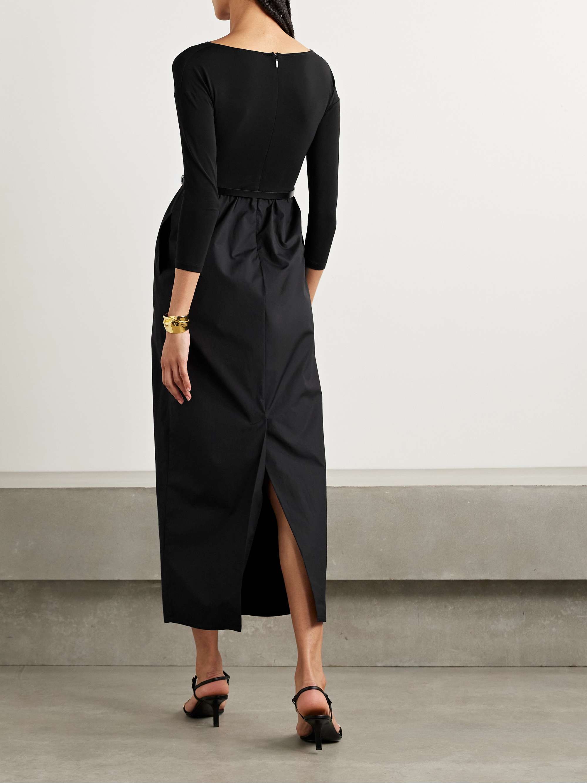 Kaiser belted stretch-jersey and cotton-poplin midi dress view