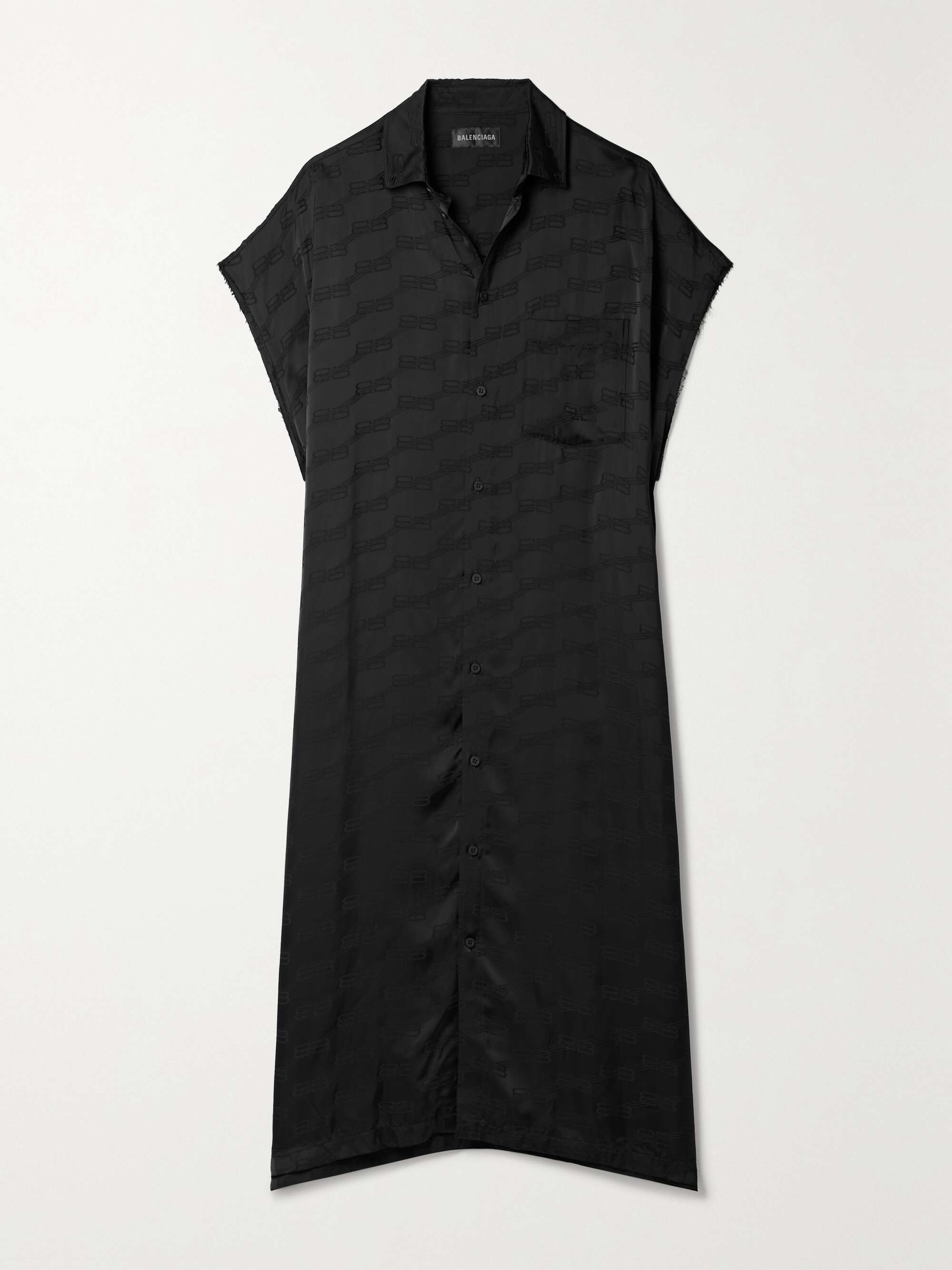 Oversized frayed twill-jacquard midi shirt dress hero visual