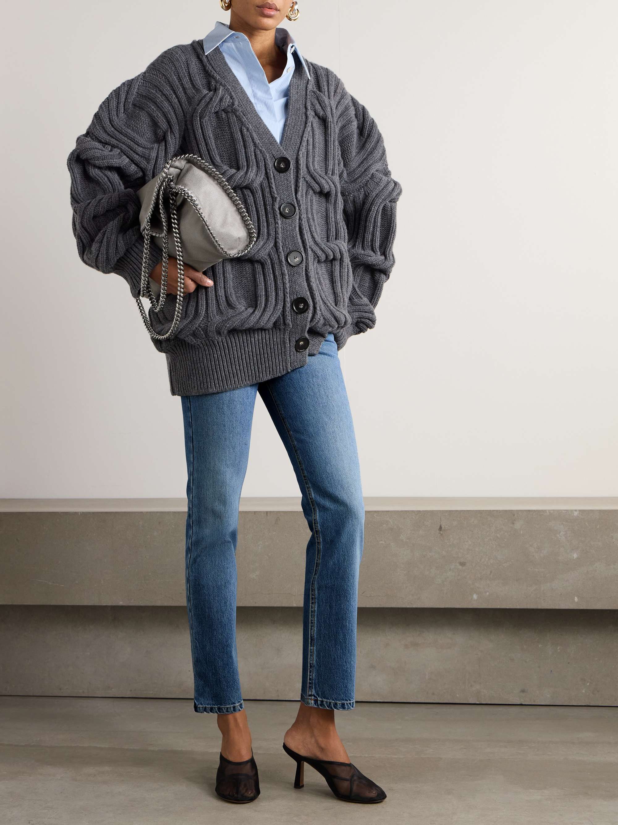+ NET SUSTAIN Falabella chain-embellished mid-rise straight-leg jeans view