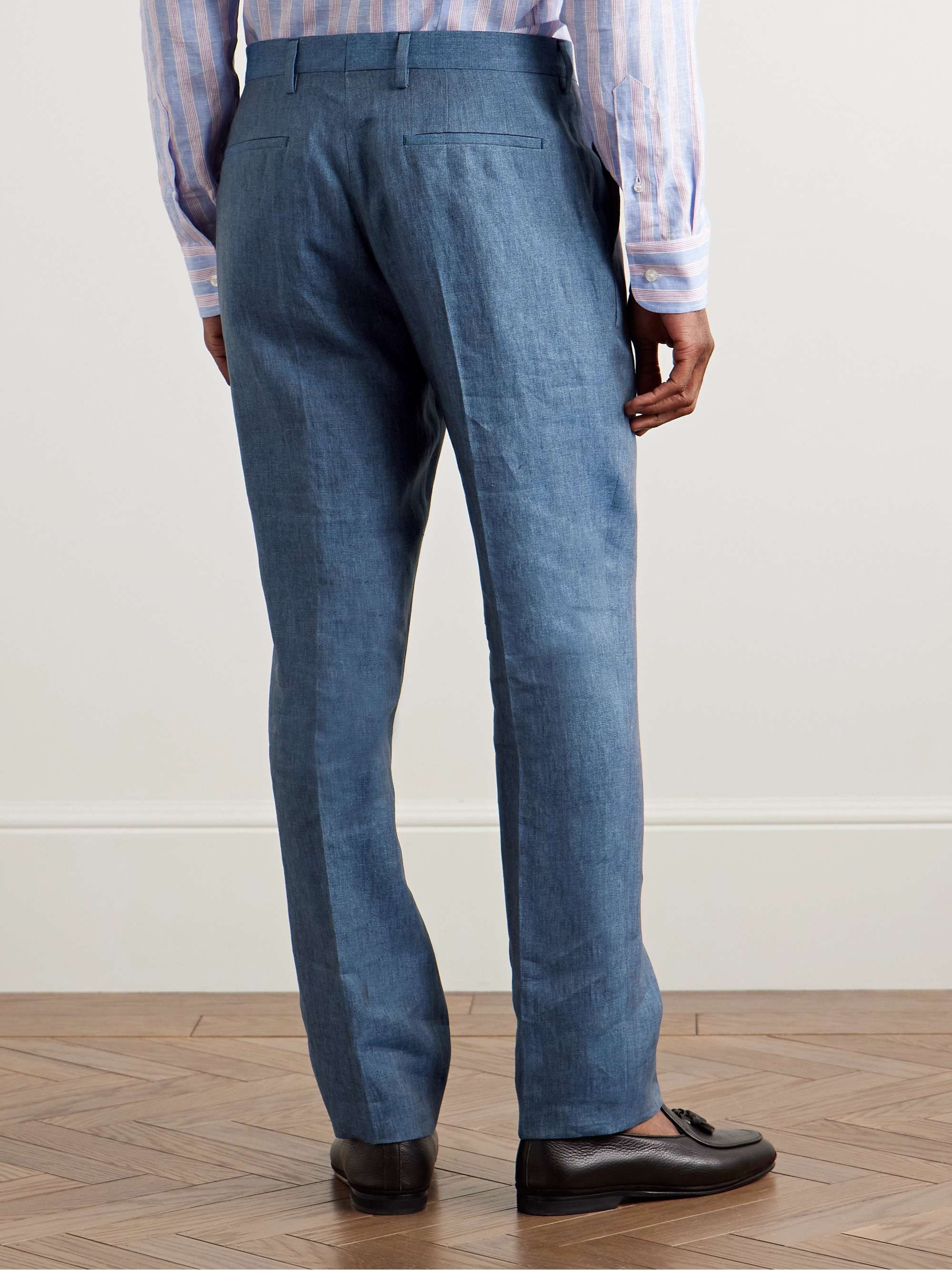 Slim-Fit Tapered Linen Trousers view