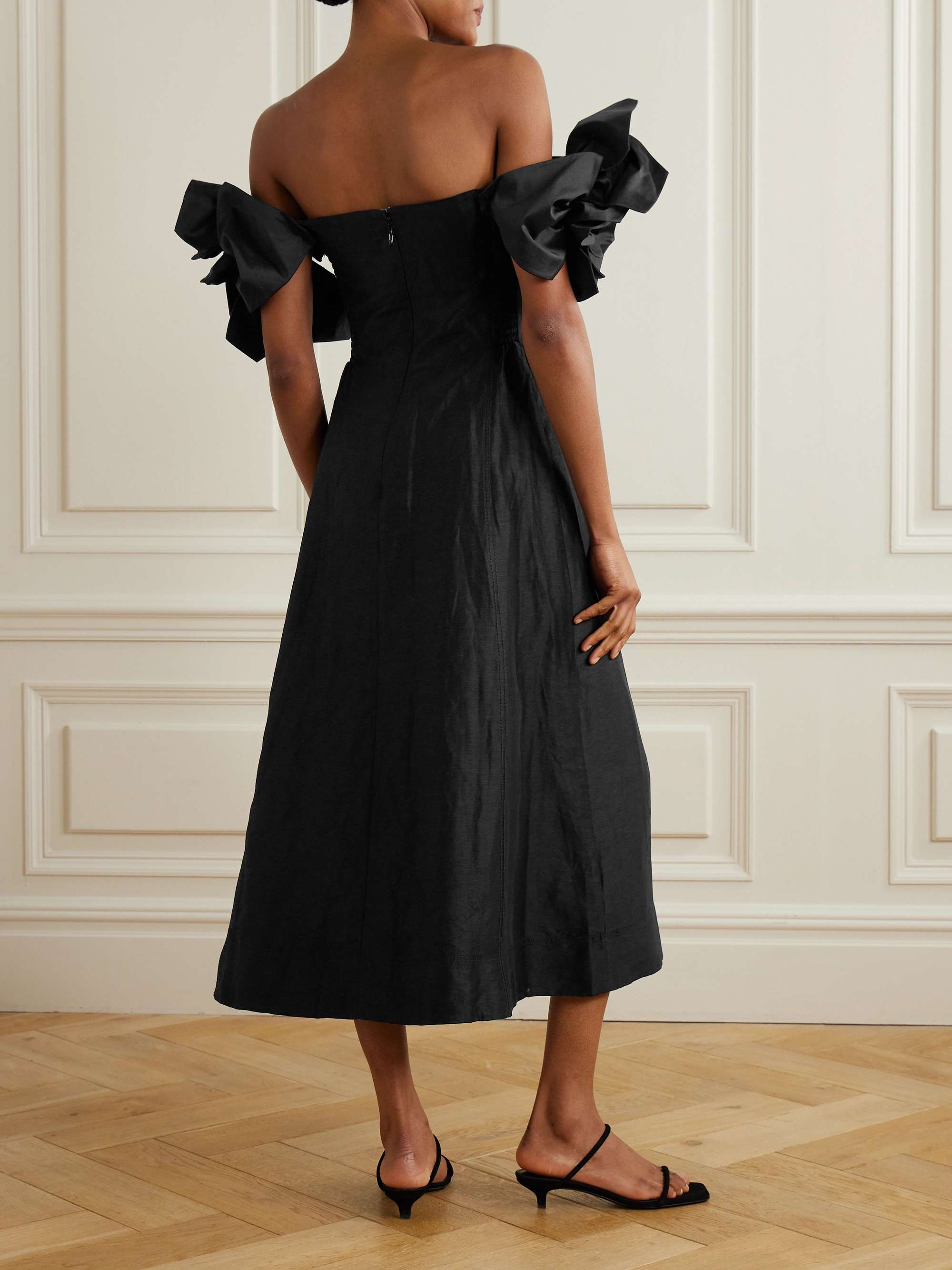 Etta appliquéd off-the-shoulder linen-blend midi dress view