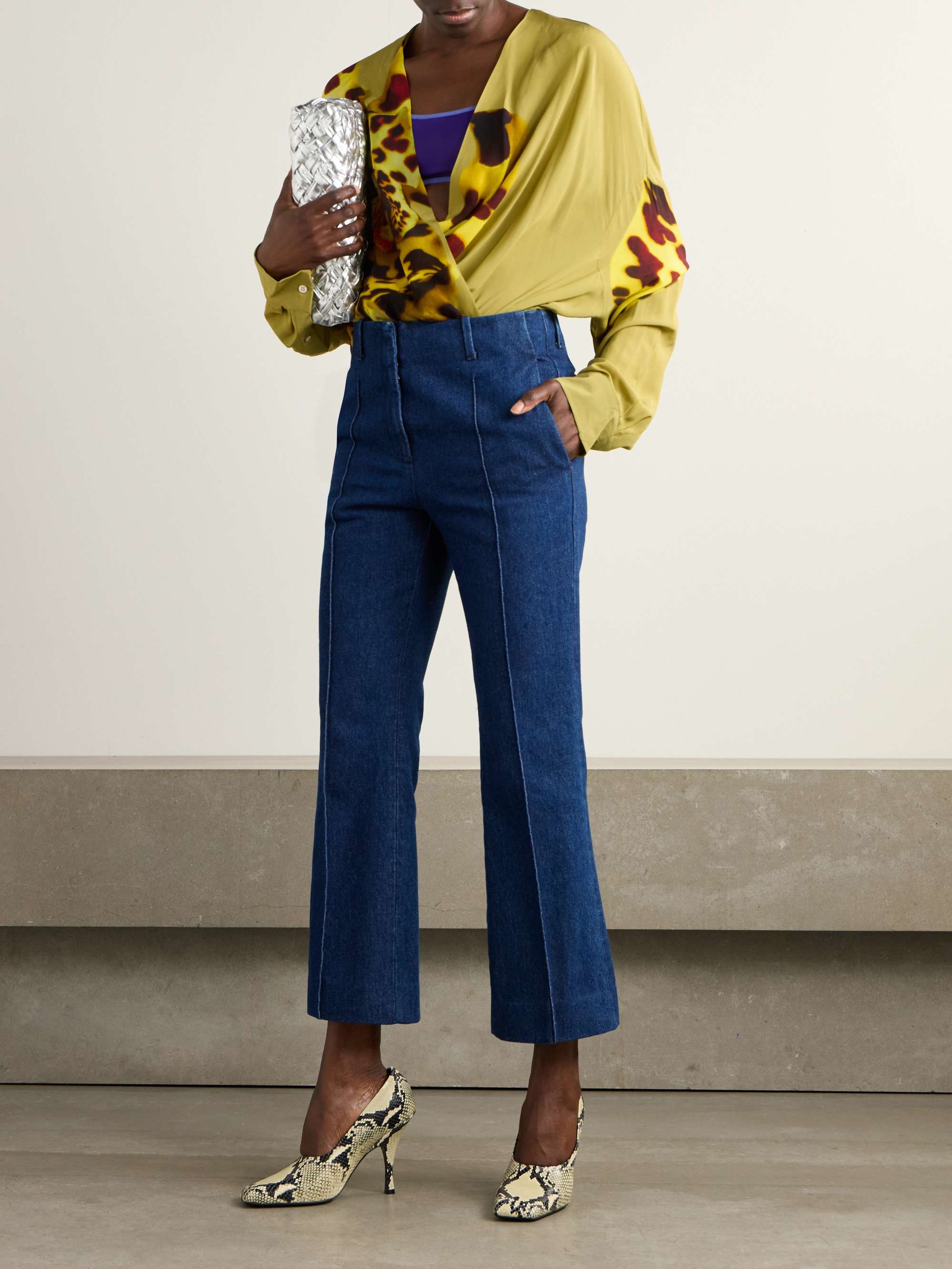 Cropped high-rise flared jeans view