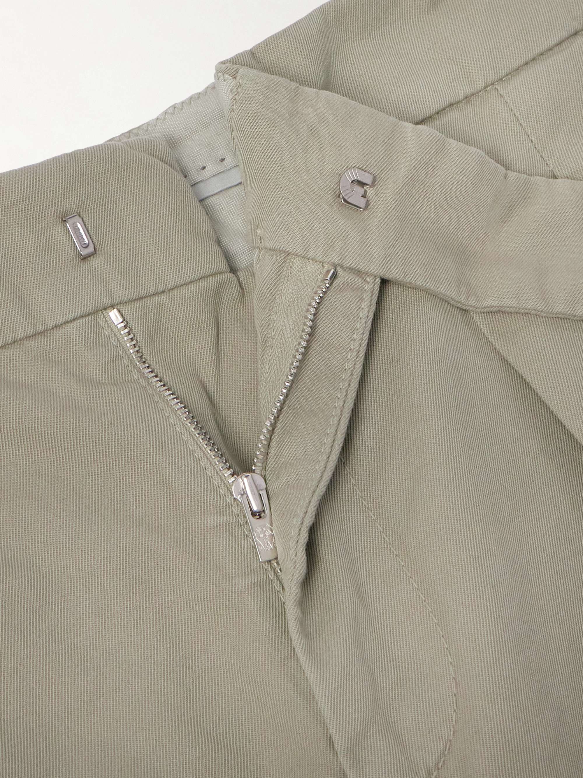 Tapered Pleated Cotton-Twill Suit Trousers view