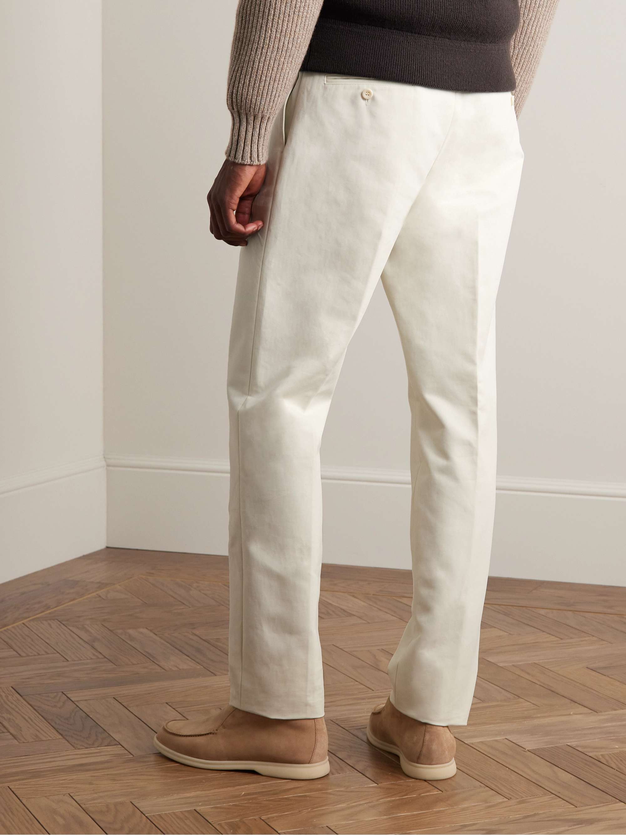 City Slim-Fit Tapered Pleated Double-Faced Cotton Trousers view