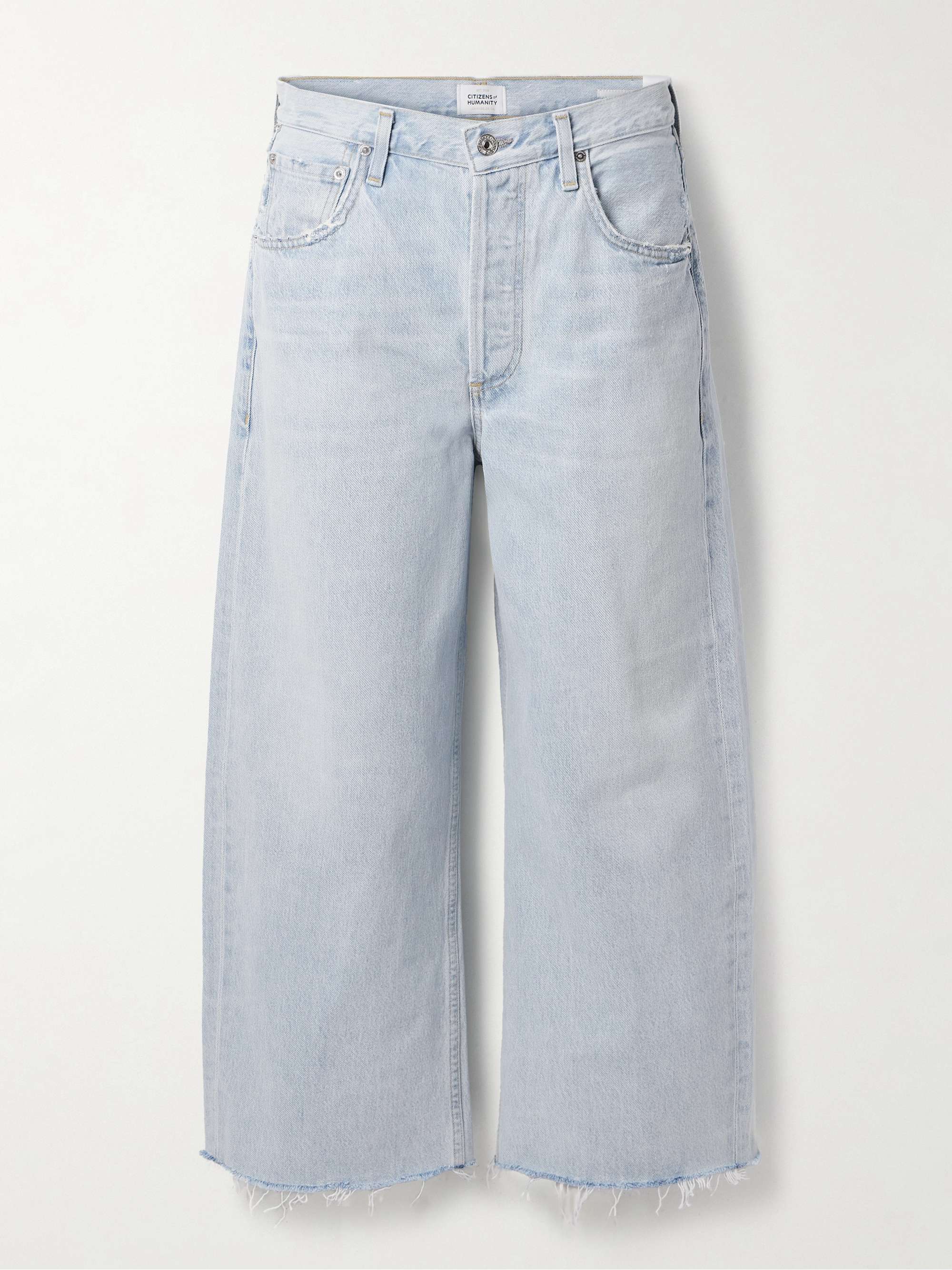Ayla cropped frayed high-rise wide-leg jeans hero visual