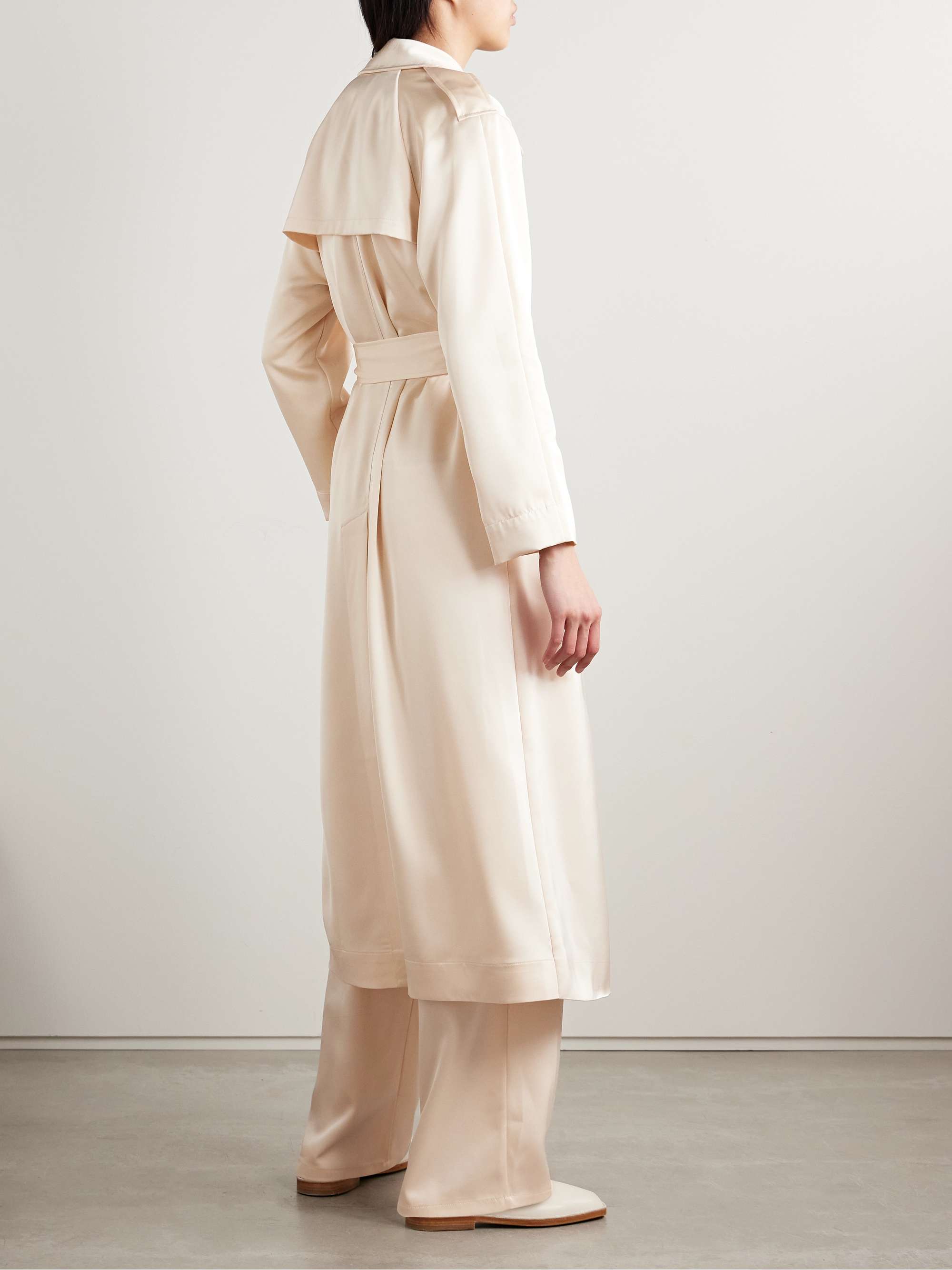 Barb belted satin trench coat view