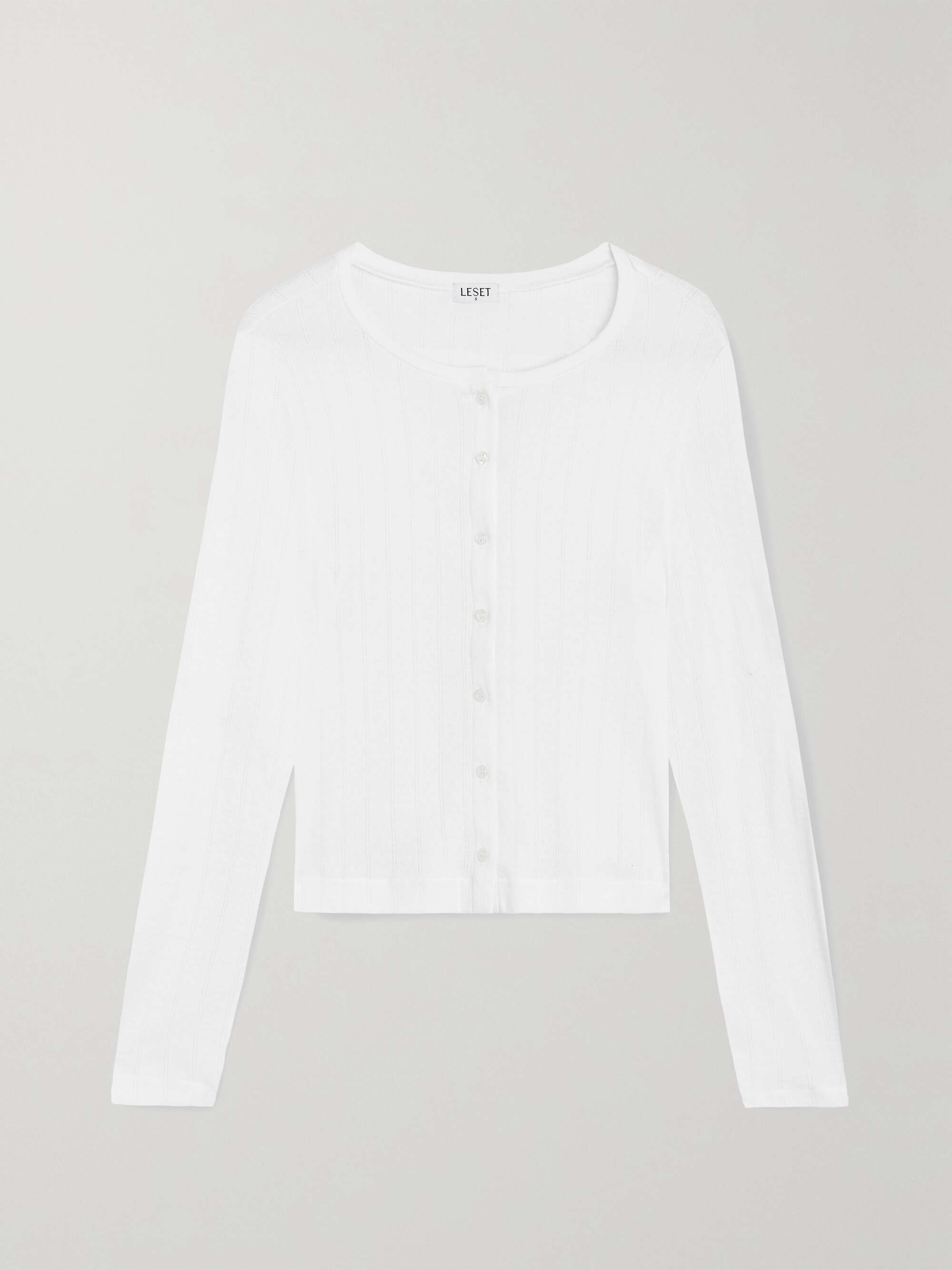 Pointelle-knit cotton-jersey cardigan hero visual