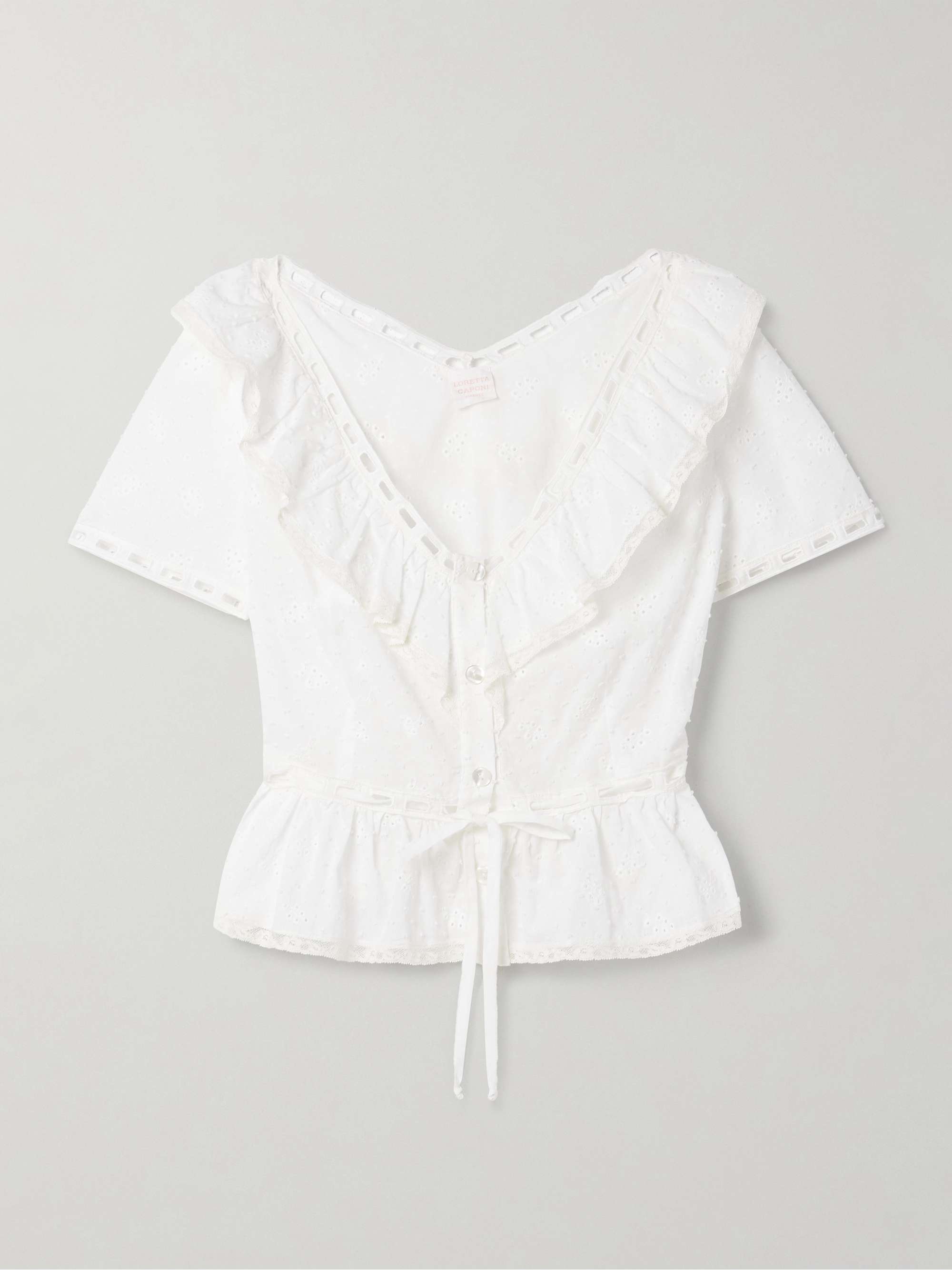 Giannella lace-trimmed broderie anglaise cotton-voile blouse hero visual