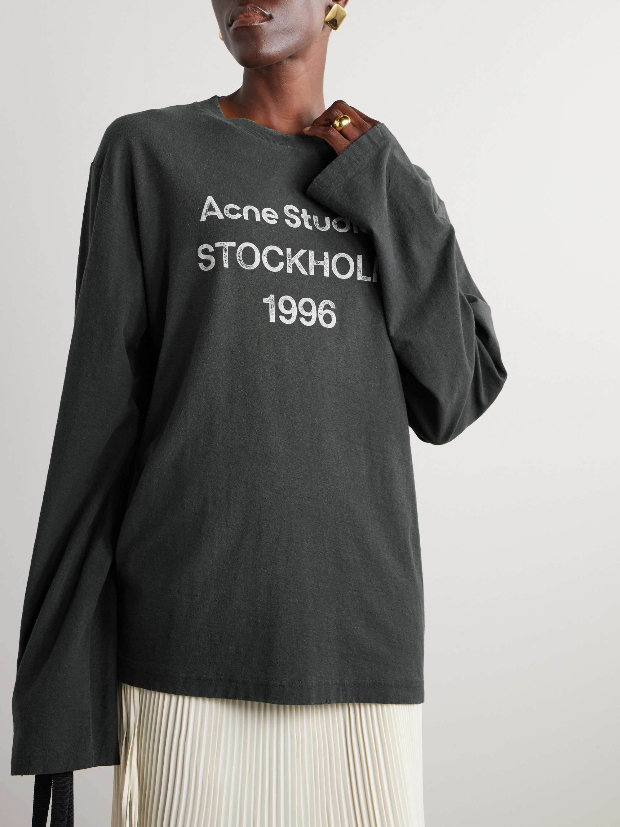 Logo-print organic cotton and hemp-blend jersey sweater view