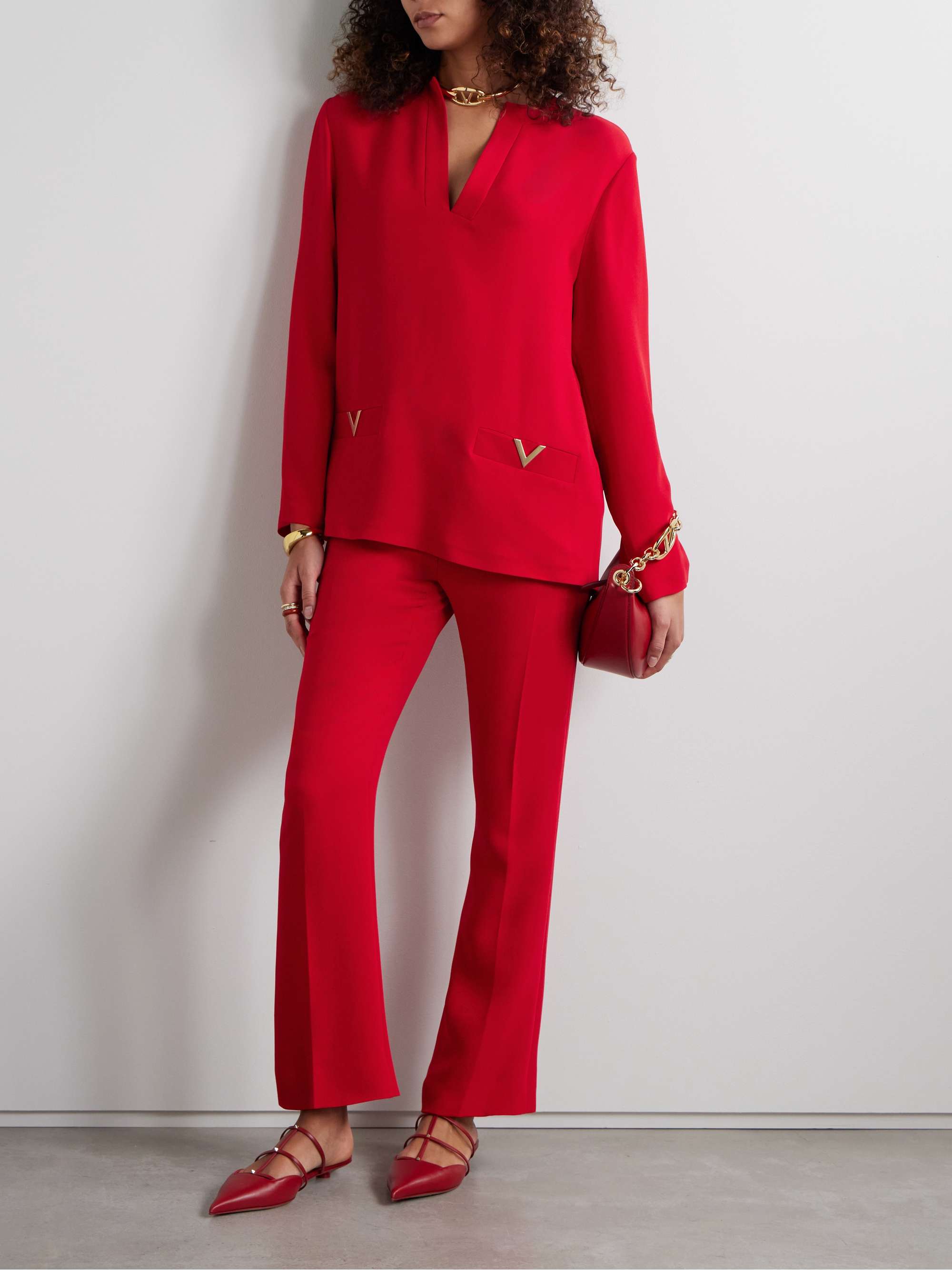 Embellished silk crepe de chine blouse view