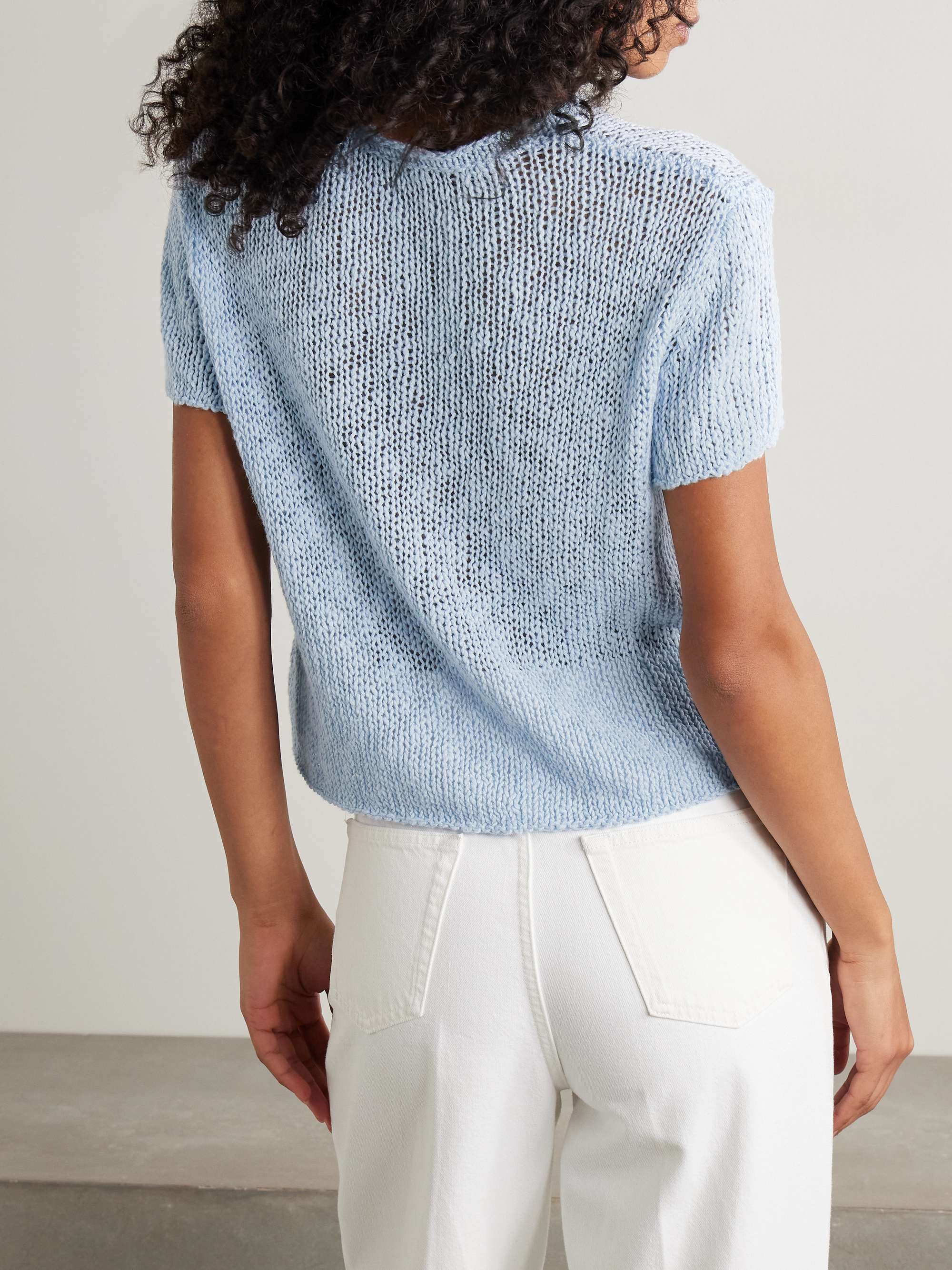 Open-knit cotton and linen-blend T-shirt view