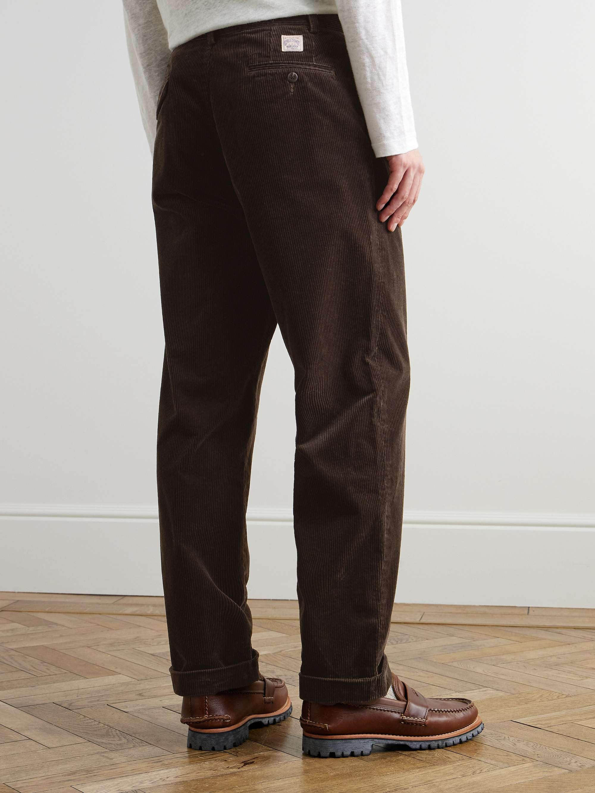 Polo Country Slim-Fit Straight-Leg Pleated Cotton-Corduroy Trousers view