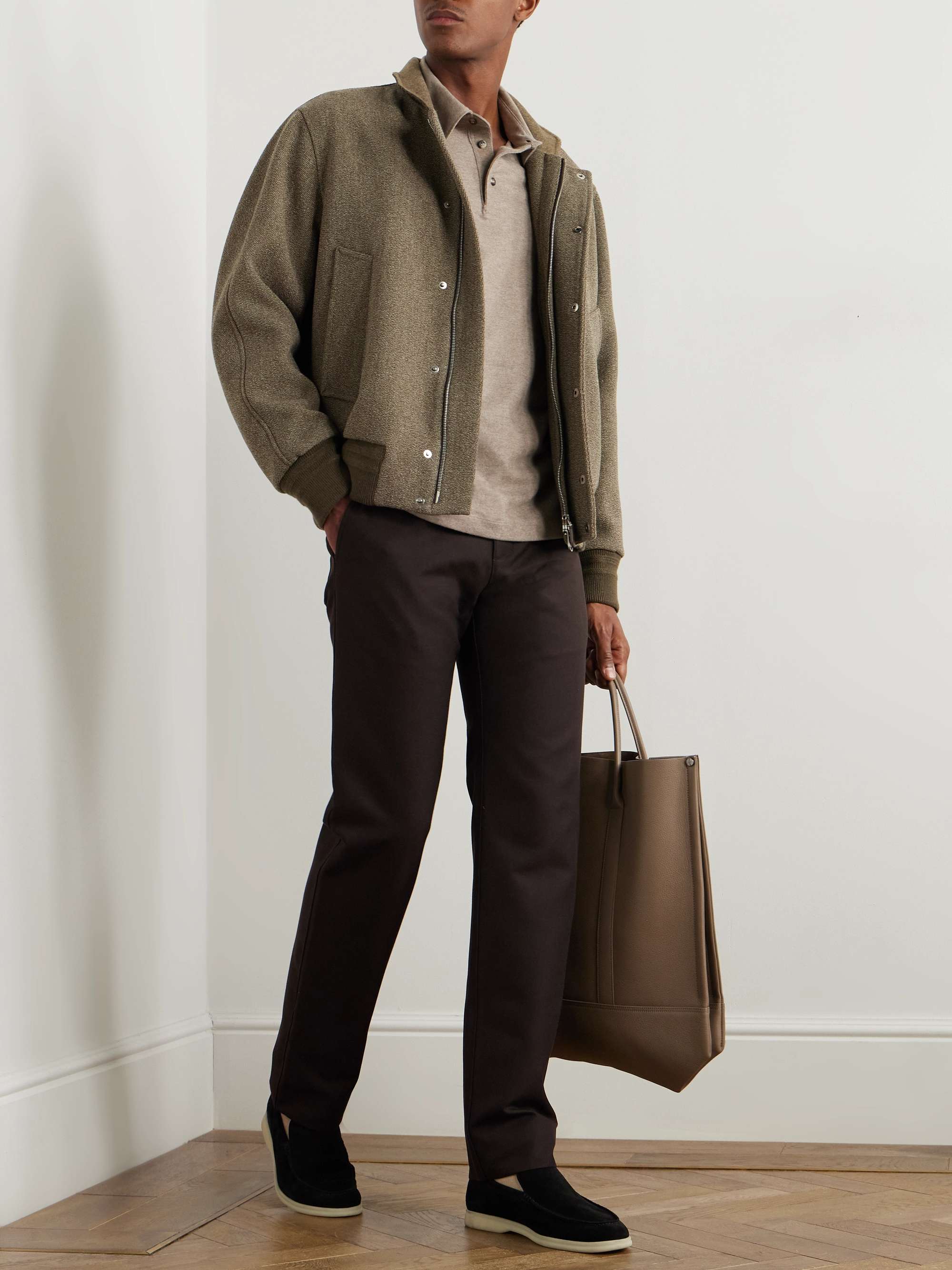 Harper Portland Straight-Leg Wool and Cotton-Blend Twill Trousers view