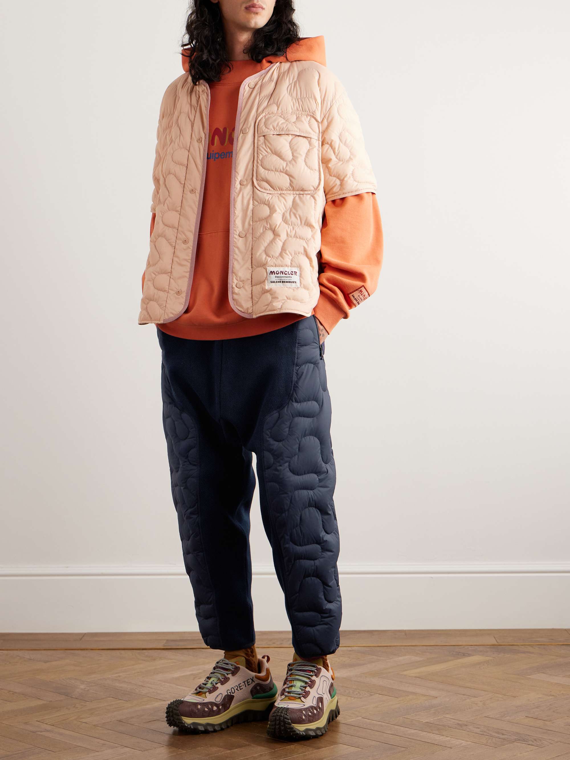 + Salehe Bembury Cropped Tapered Padded Shell and Cotton-Jersey Sweatpants view
