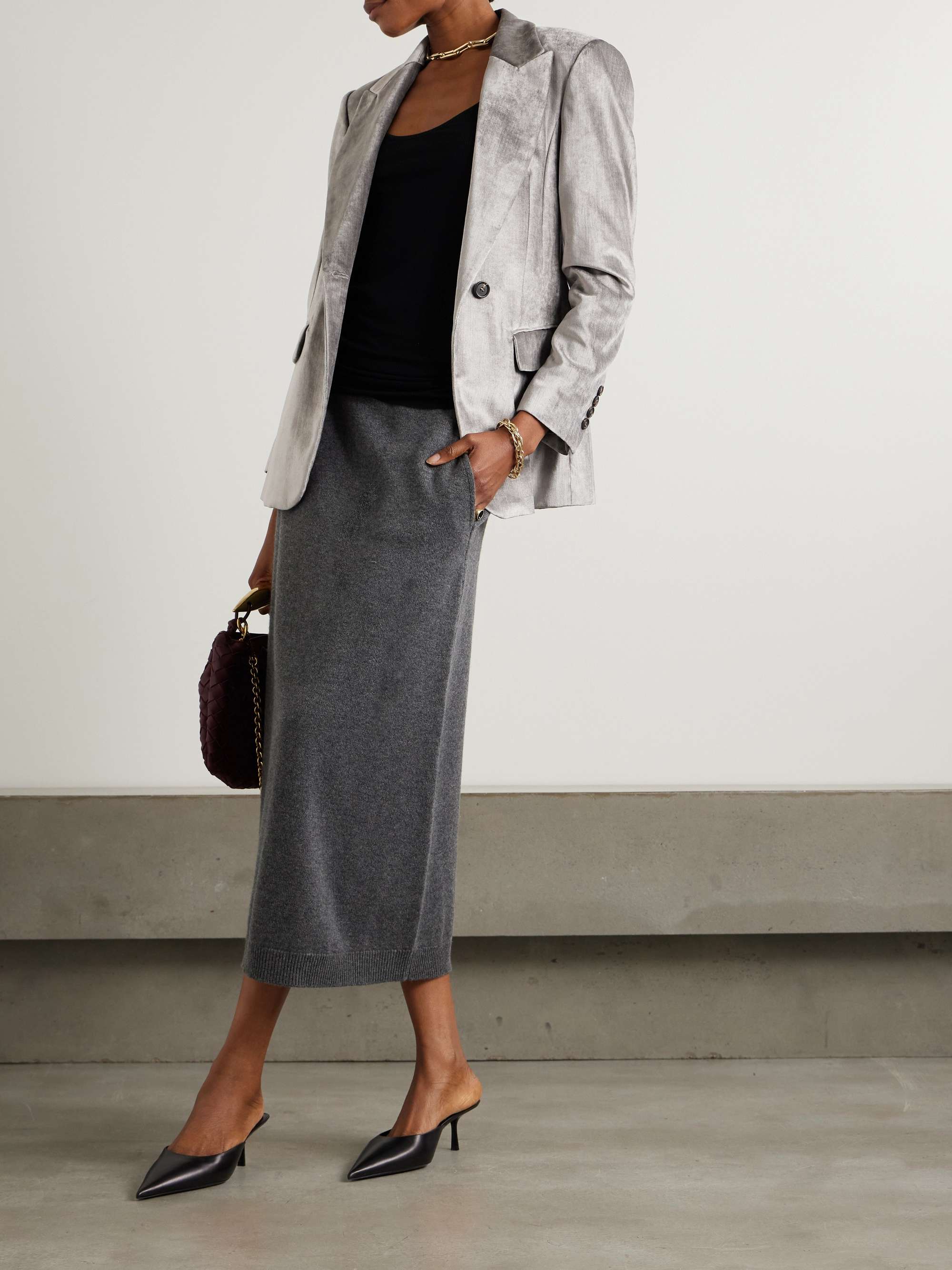 Cotton-blend velvet blazer view
