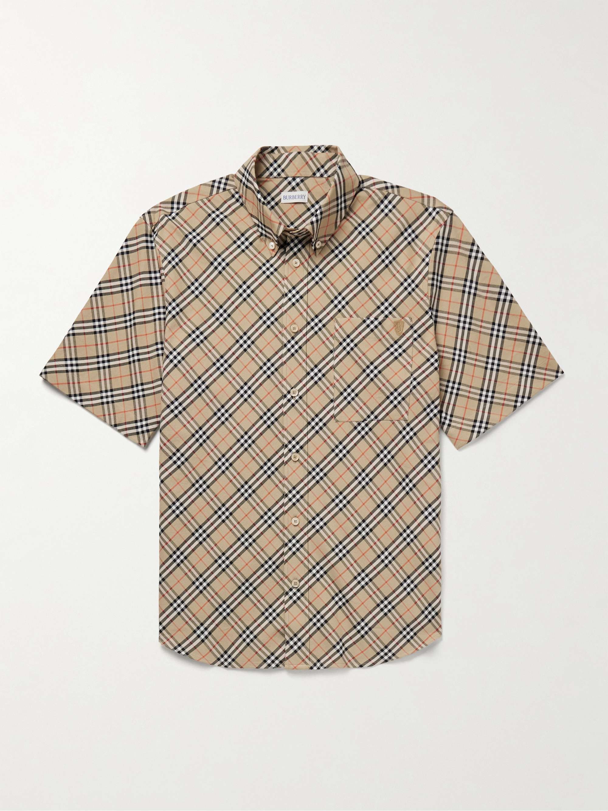 Slim-Fit Button-Down Collar Checked Cotton Oxford Shirt hero visual