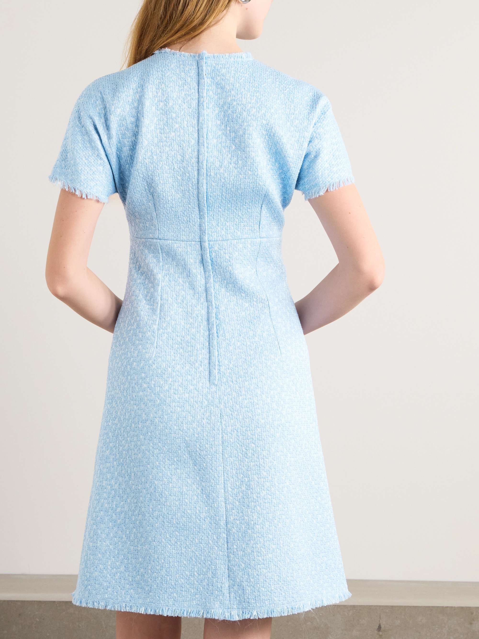 Embellished frayed wool-blend tweed dress view