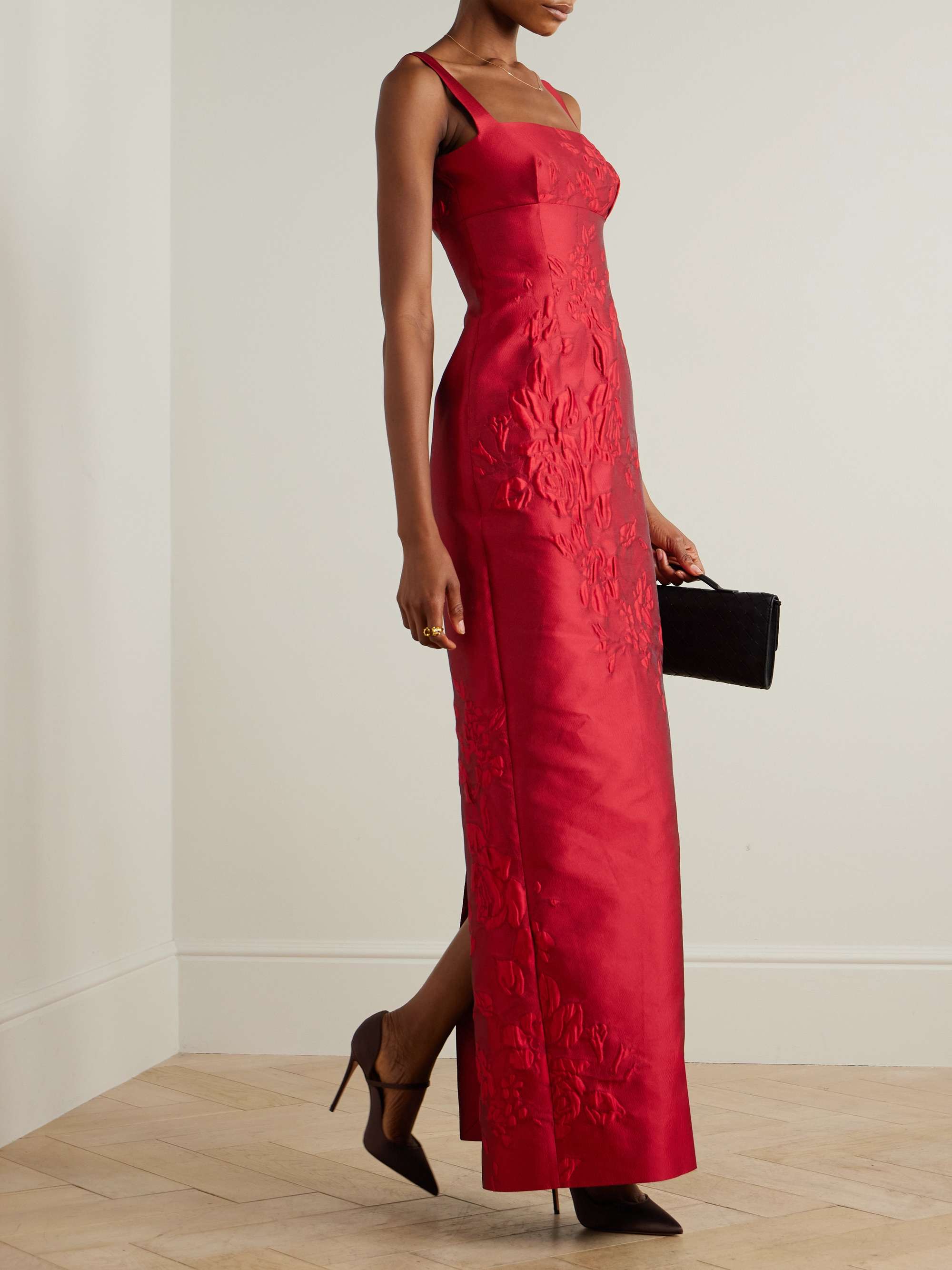 Micheline floral cloqué gown view